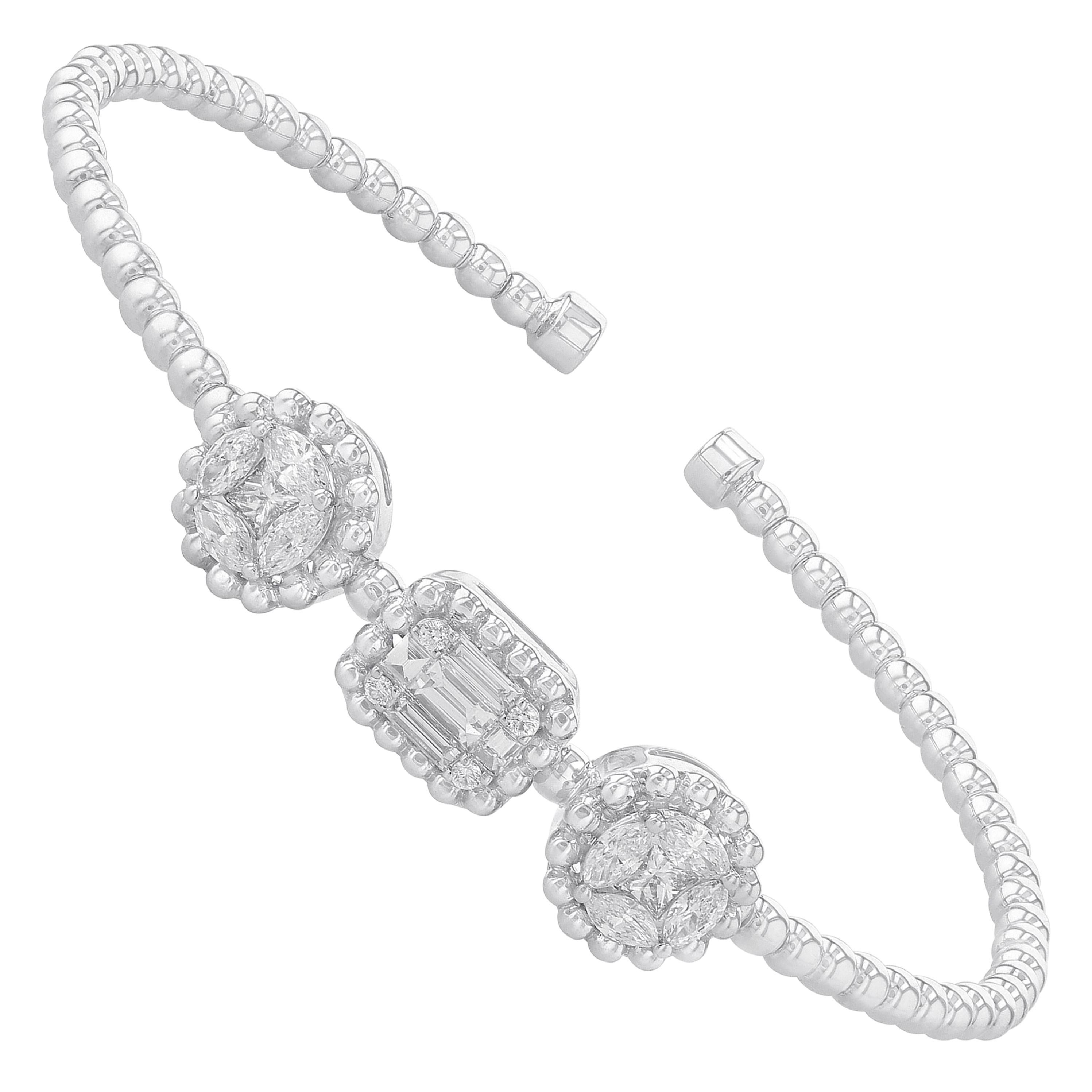 Amwaj Jewelry Bracelet de diamants taille baguette et ronde