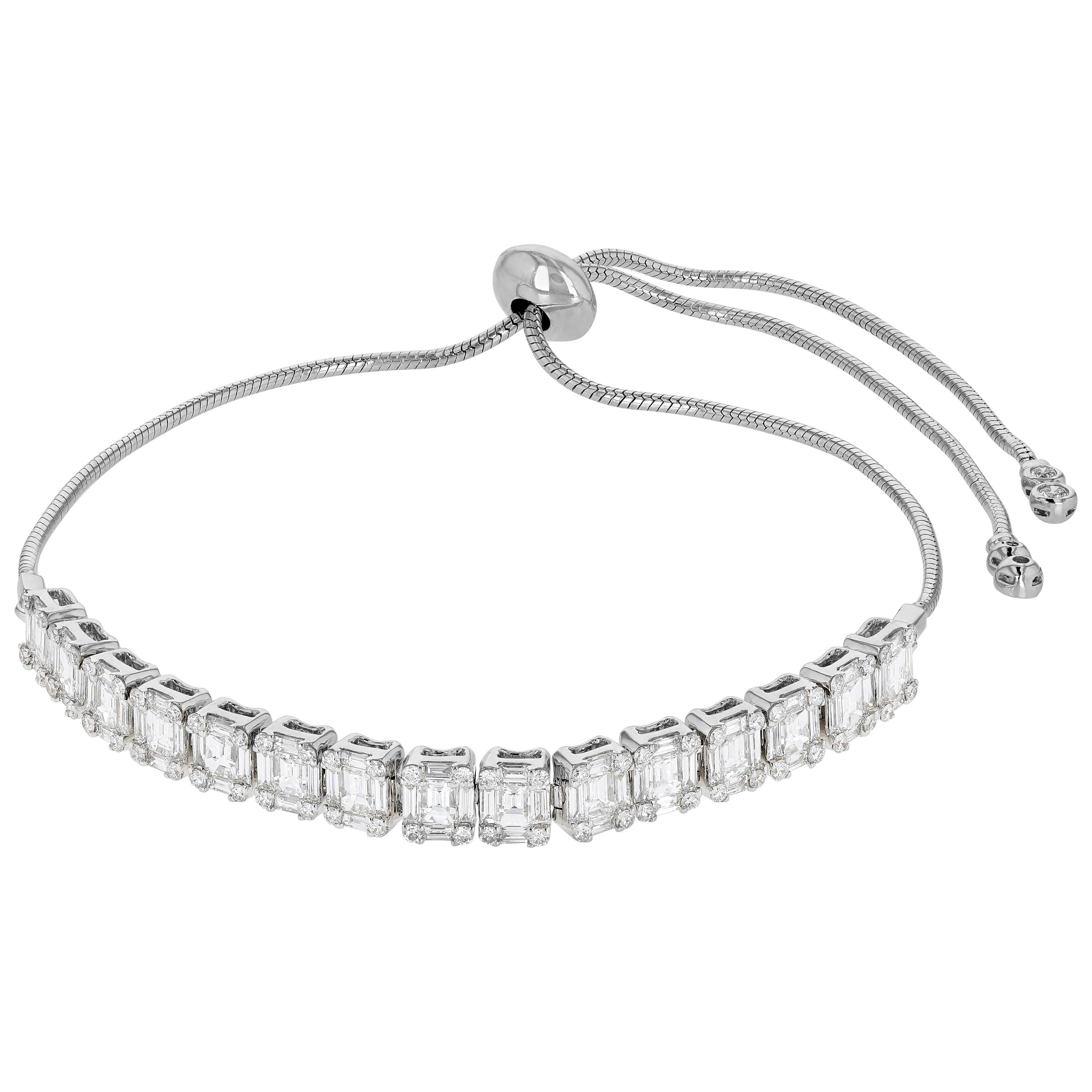 Amwaj Jewelry Baguette and Round Cut Diamond Bracelet For Sale