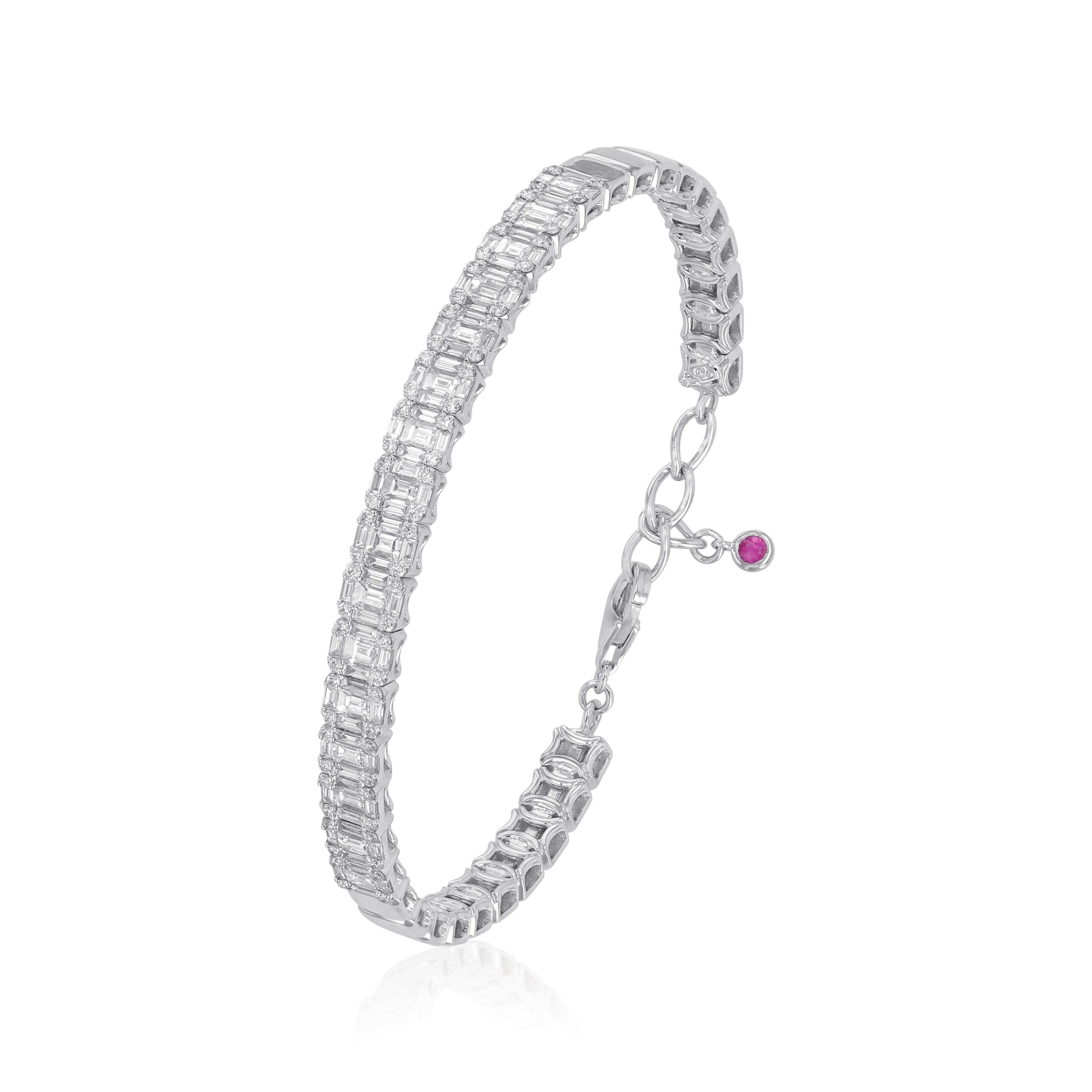 Modern Amwaj Jewelry Baguette Cut Diamond Bracelet For Sale