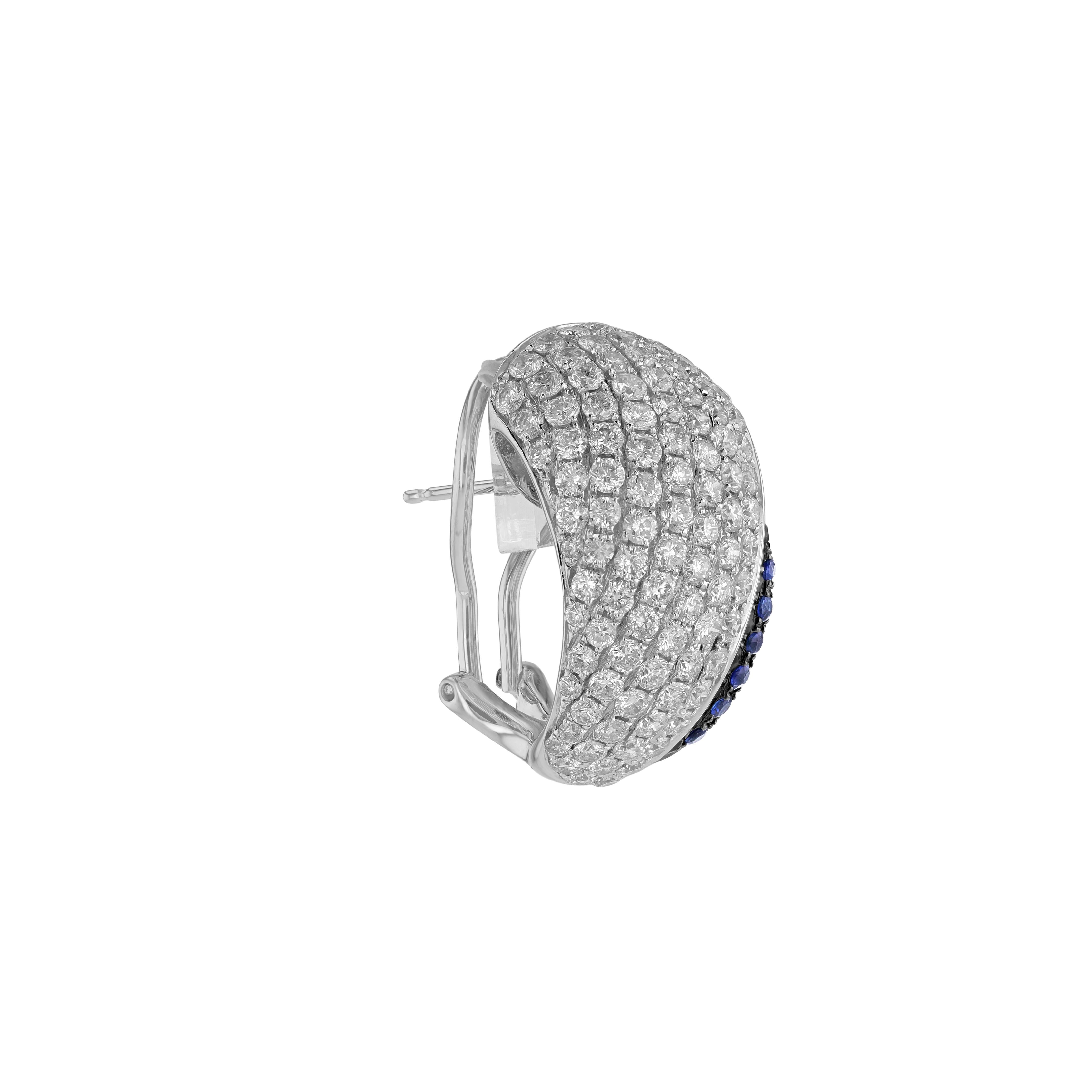 Contemporary Amwaj Jewelry Blue Sapphire Earrings in 18 Karat Gold For Sale