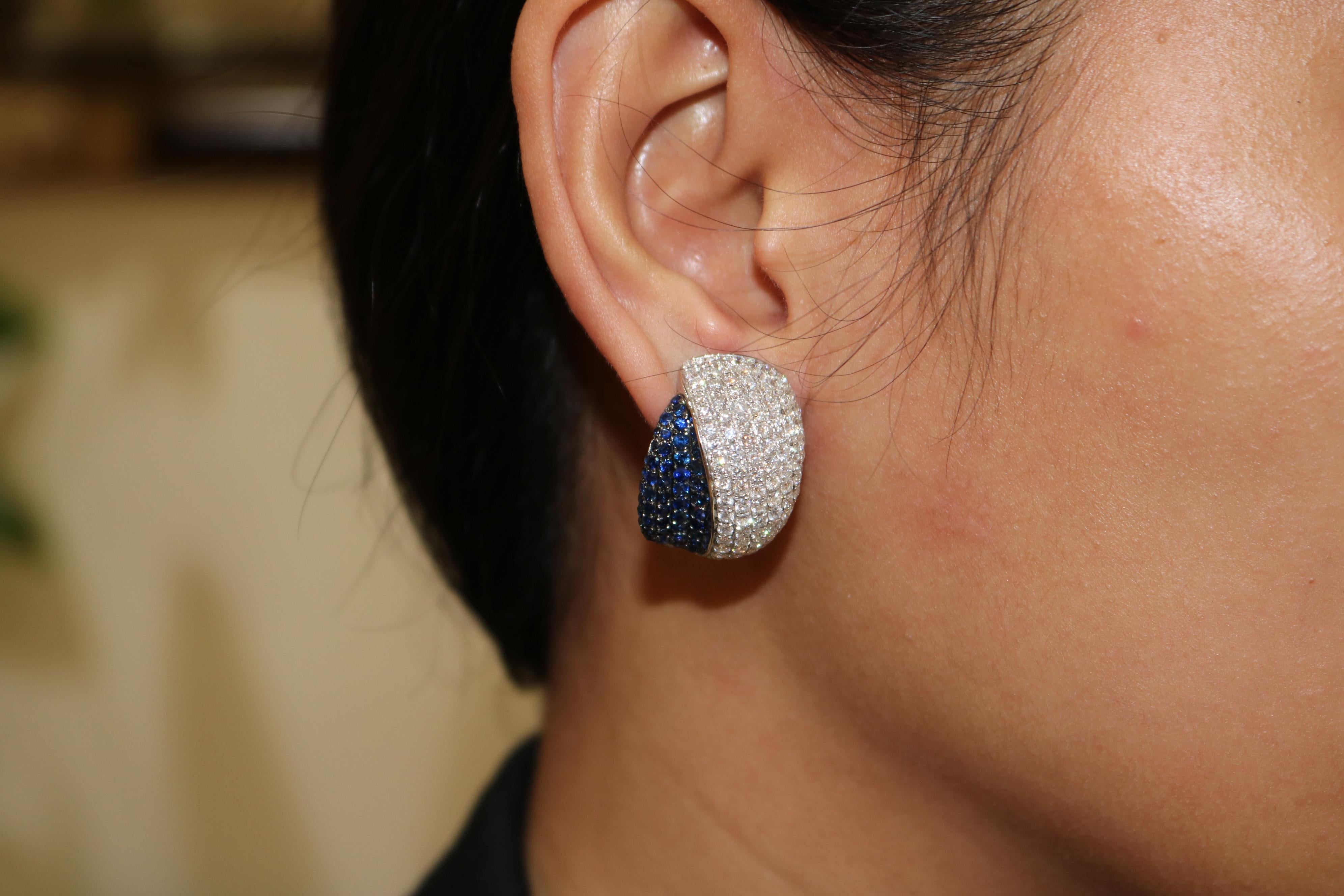 Amwaj Jewelry Blue Sapphire Earrings in 18 Karat Gold For Sale 1