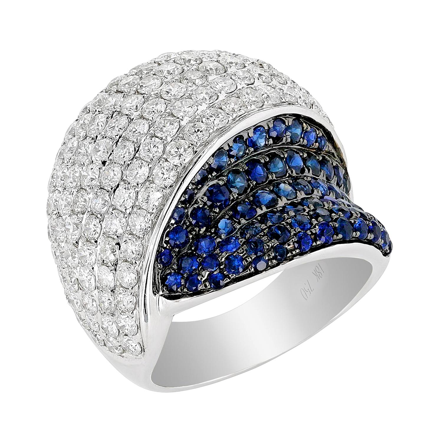 Amwaj Jewelry Bague en or 18 carats avec saphir bleu en vente
