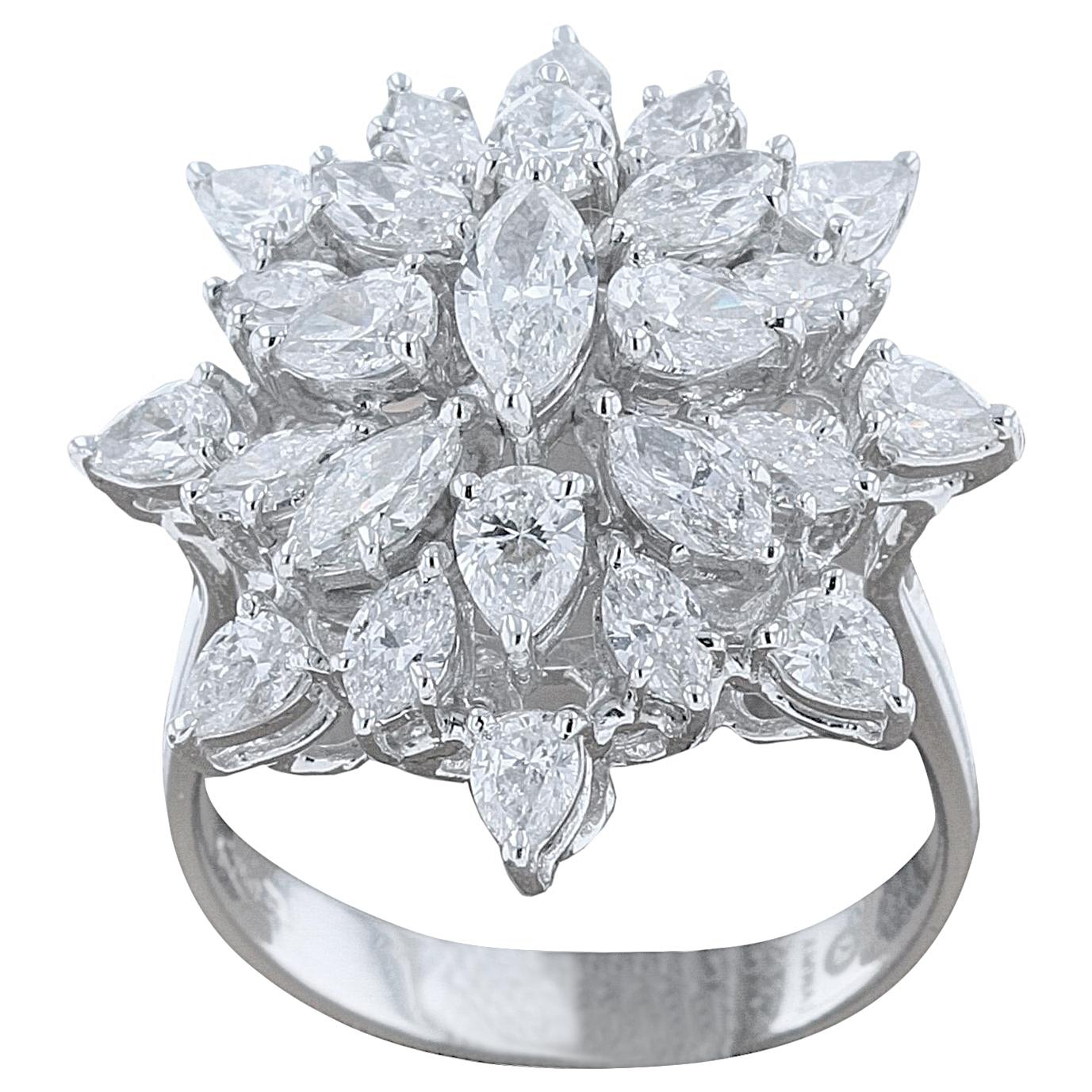 Amwaj Jewelry Bague en or blanc 18 carats et diamants