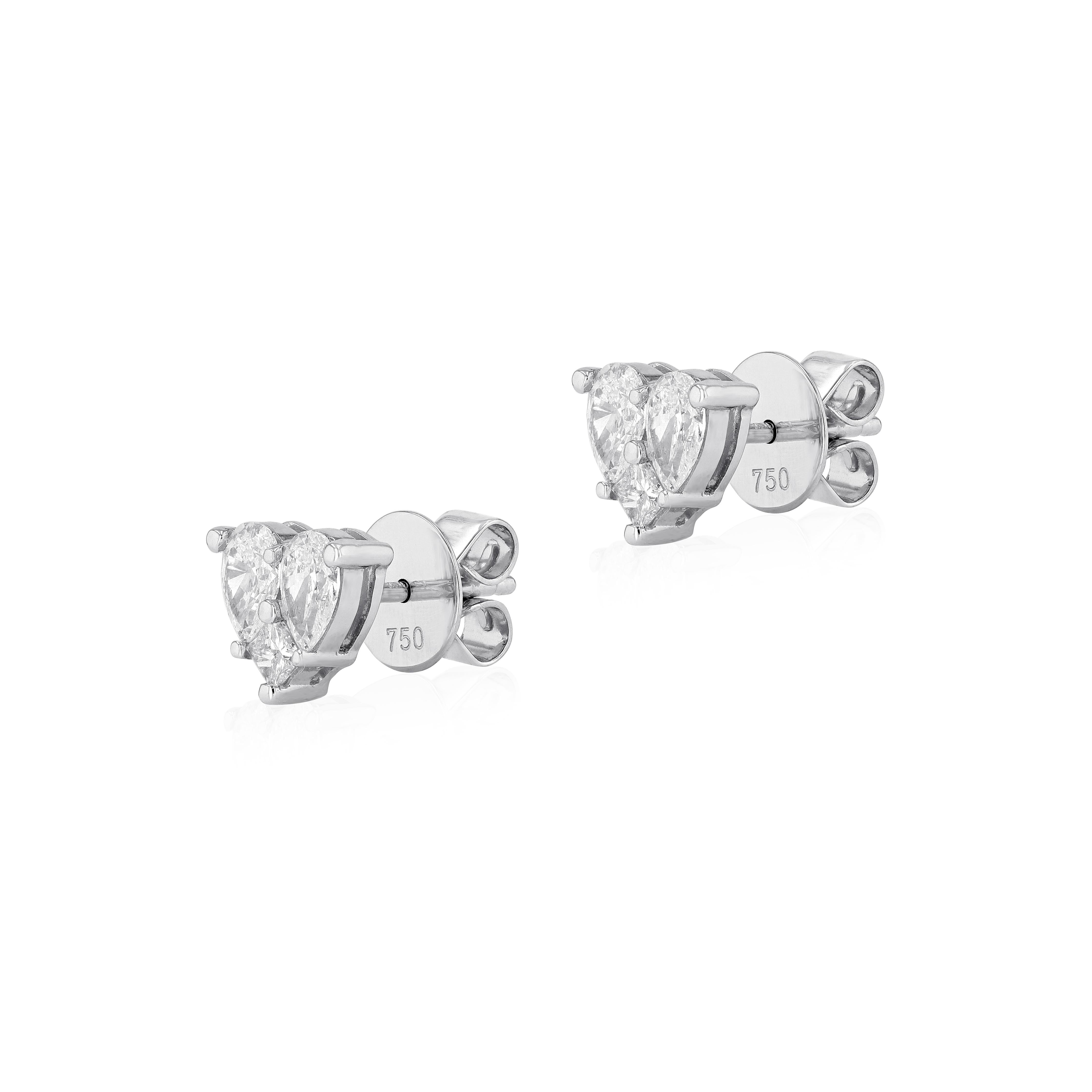 Eternally enchanting, the 18 karat white gold heart shape diamond stud earrings are born from timeless design, featuring the finest quality diamonds, each meticulously cut by our master craftsmen to ensure perfect symmetry and proportion making it a