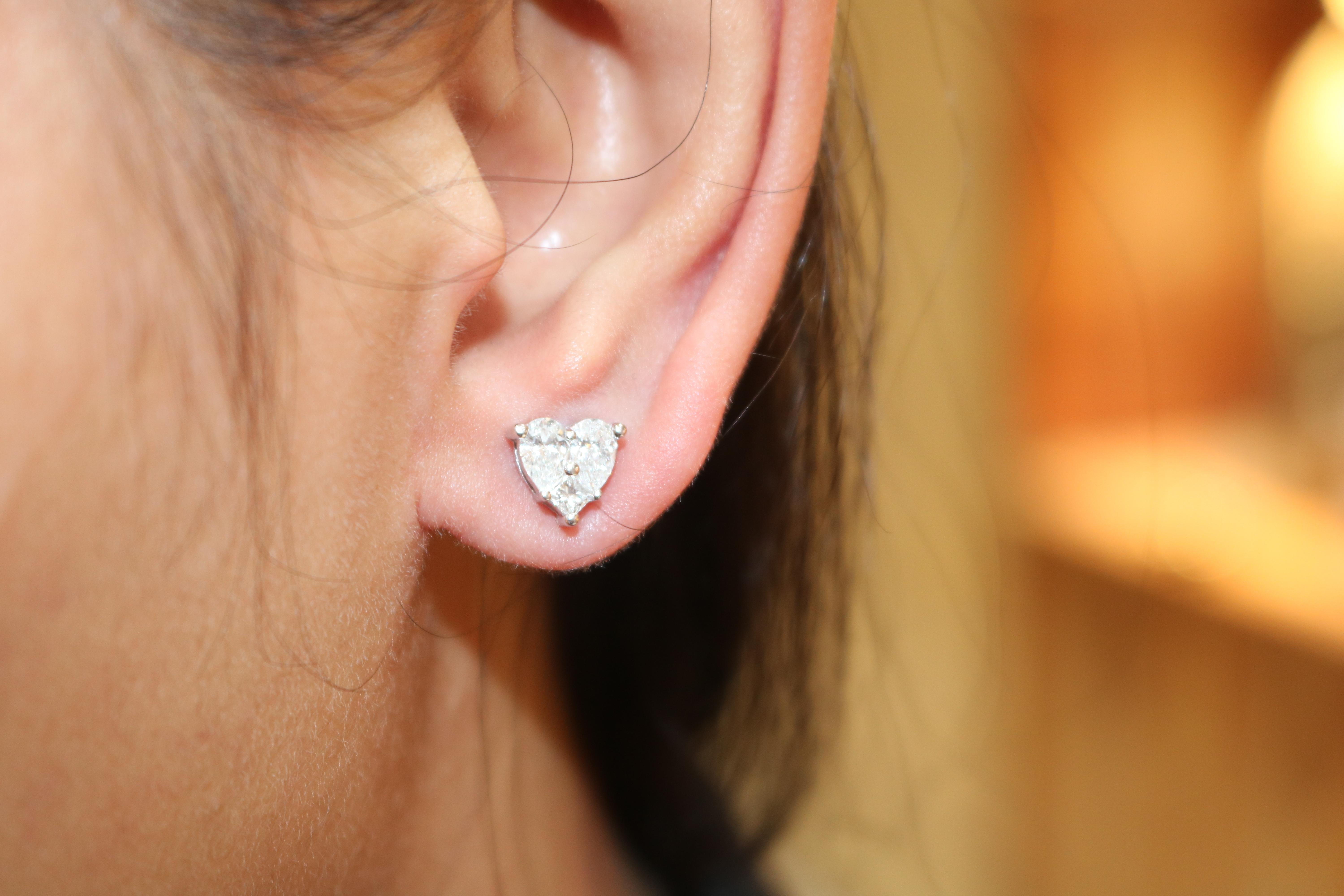 Women's Amwaj Jewelry Heart Shape Stud Earrings For Sale