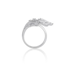 Amwaj Jewelry Marquise and Round Cut Diamond Ring in 18 Karat White Gold