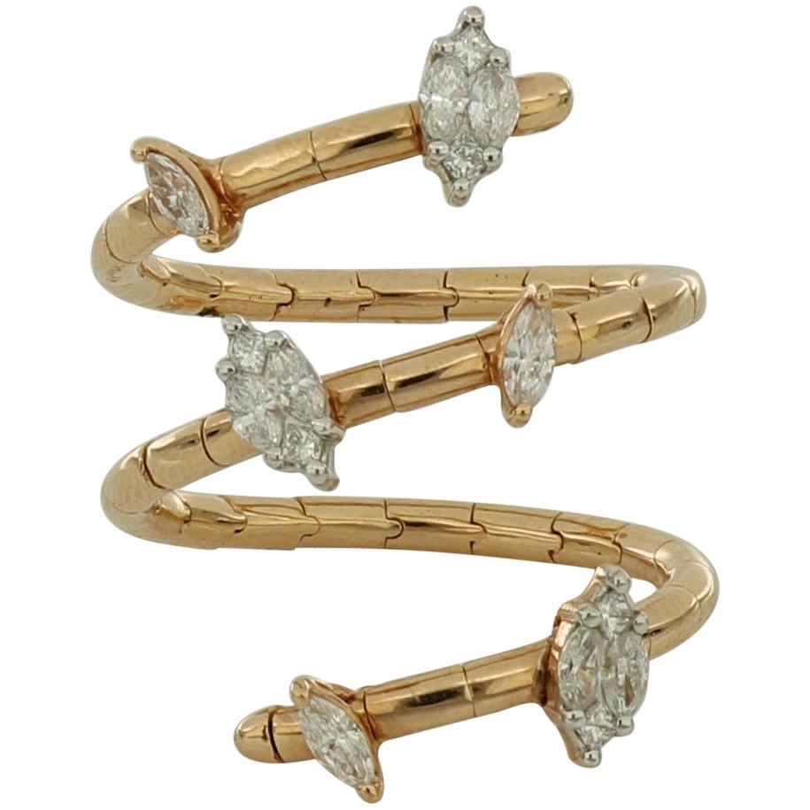 Amwaj Jewelry Marquise Cut Diamond Ring in 18 Karat Rose Gold For Sale