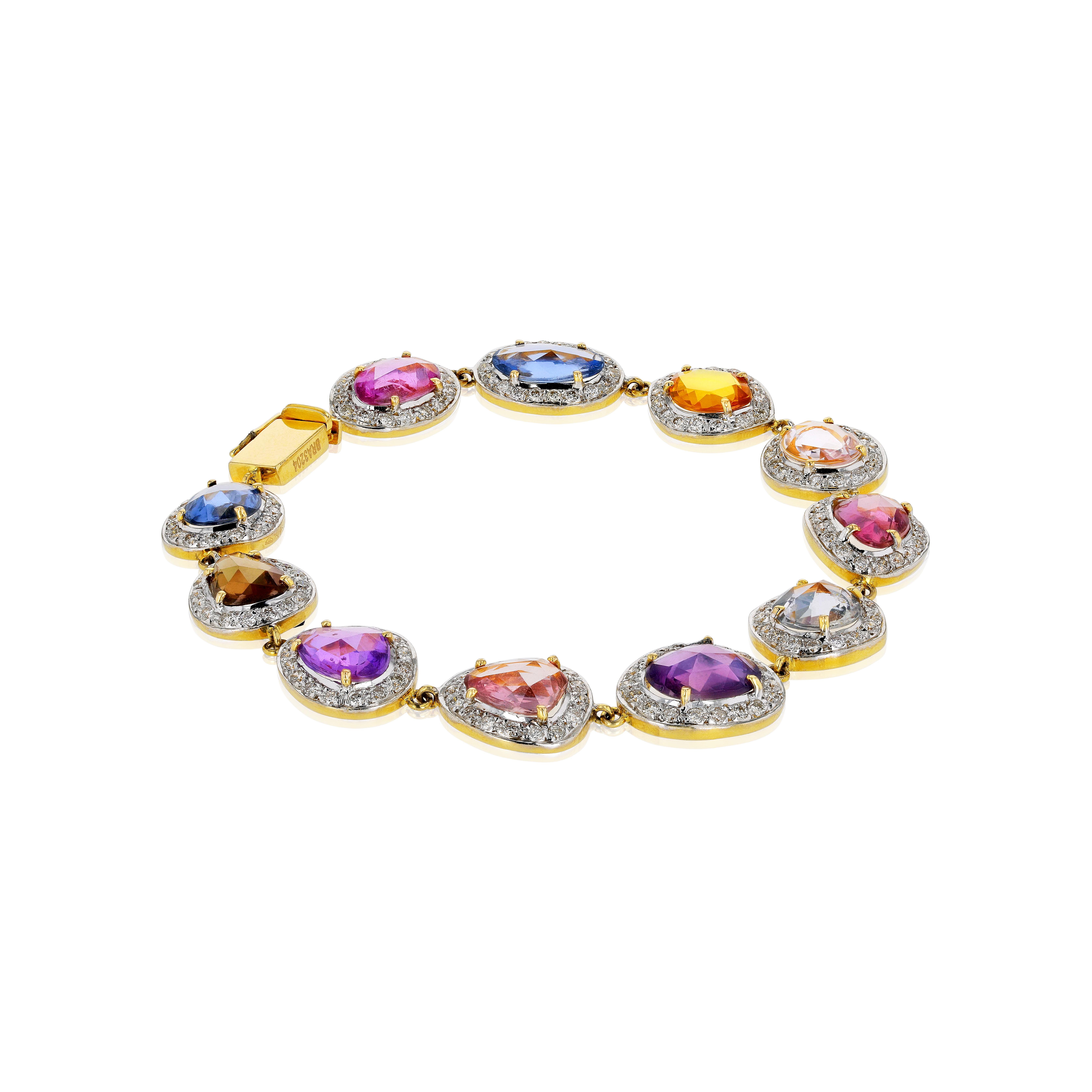 Contemporary Amwaj Jewelry Multi-Color Sapphires Bracelet For Sale