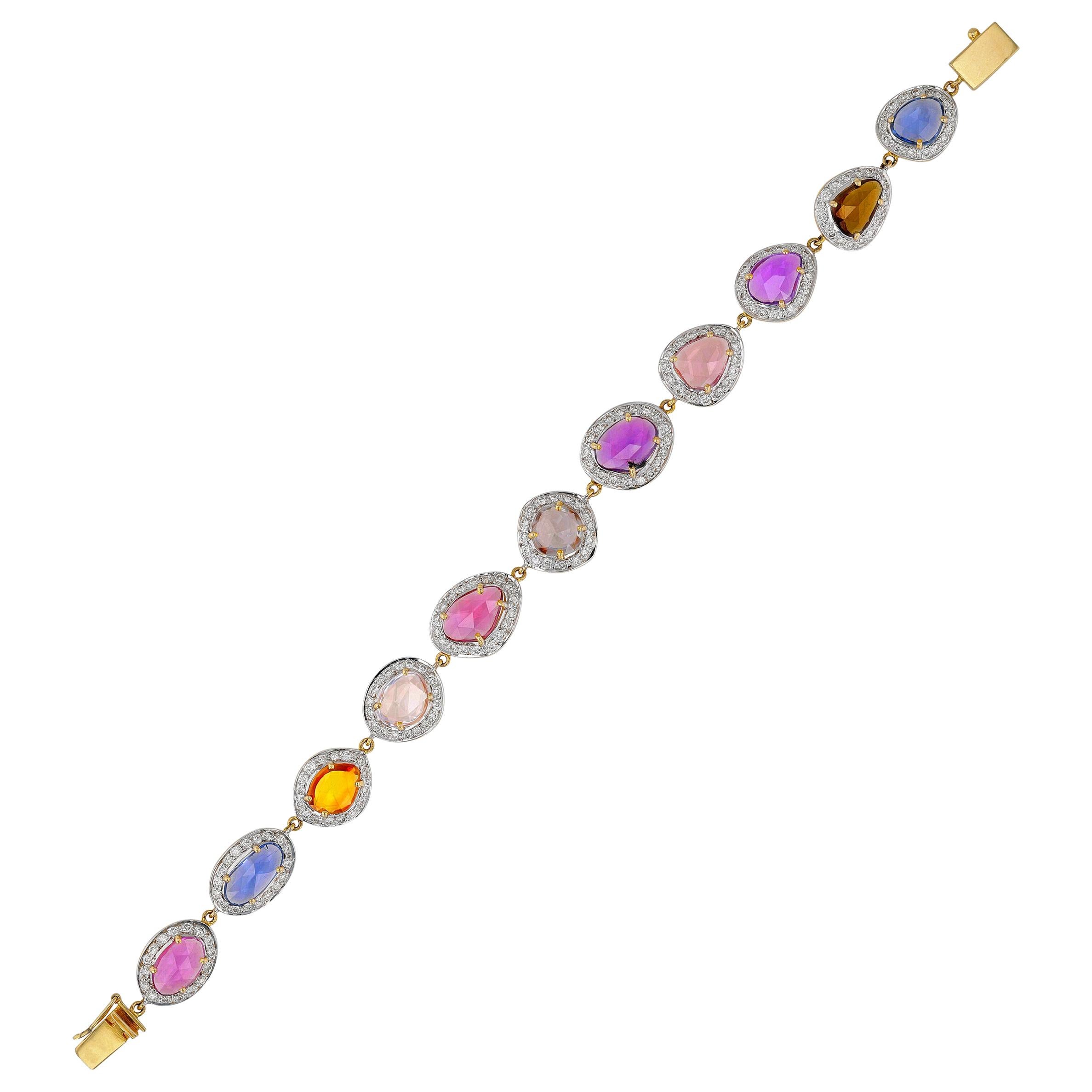 Amwaj Jewelry Multi-Color Sapphires Bracelet For Sale