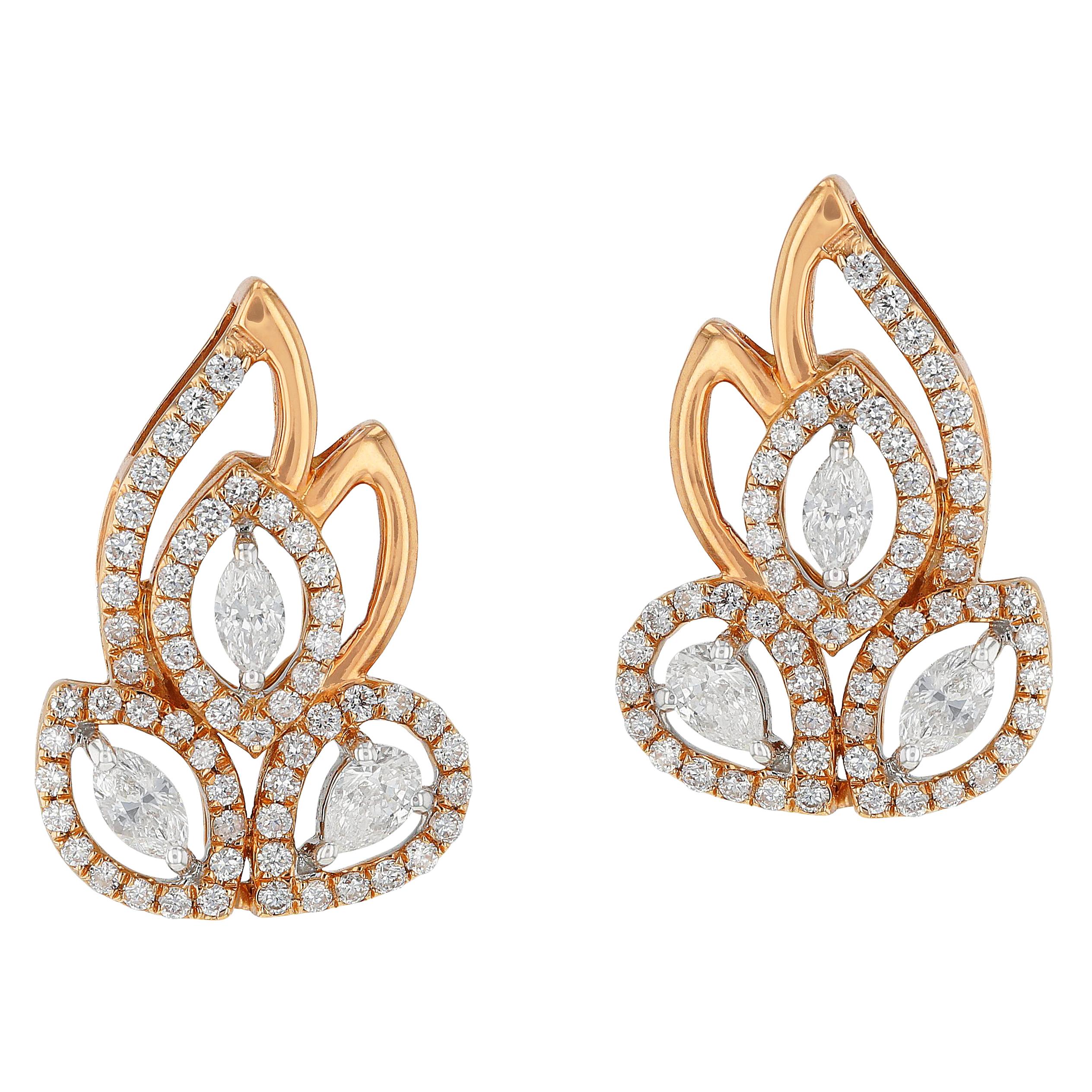 Amwaj Jewelry Pear and Marquise Cut Rose Gold Earrings For Sale