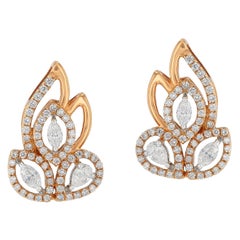 Amwaj Jewelry Pear and Marquise Cut Rose Gold Earrings