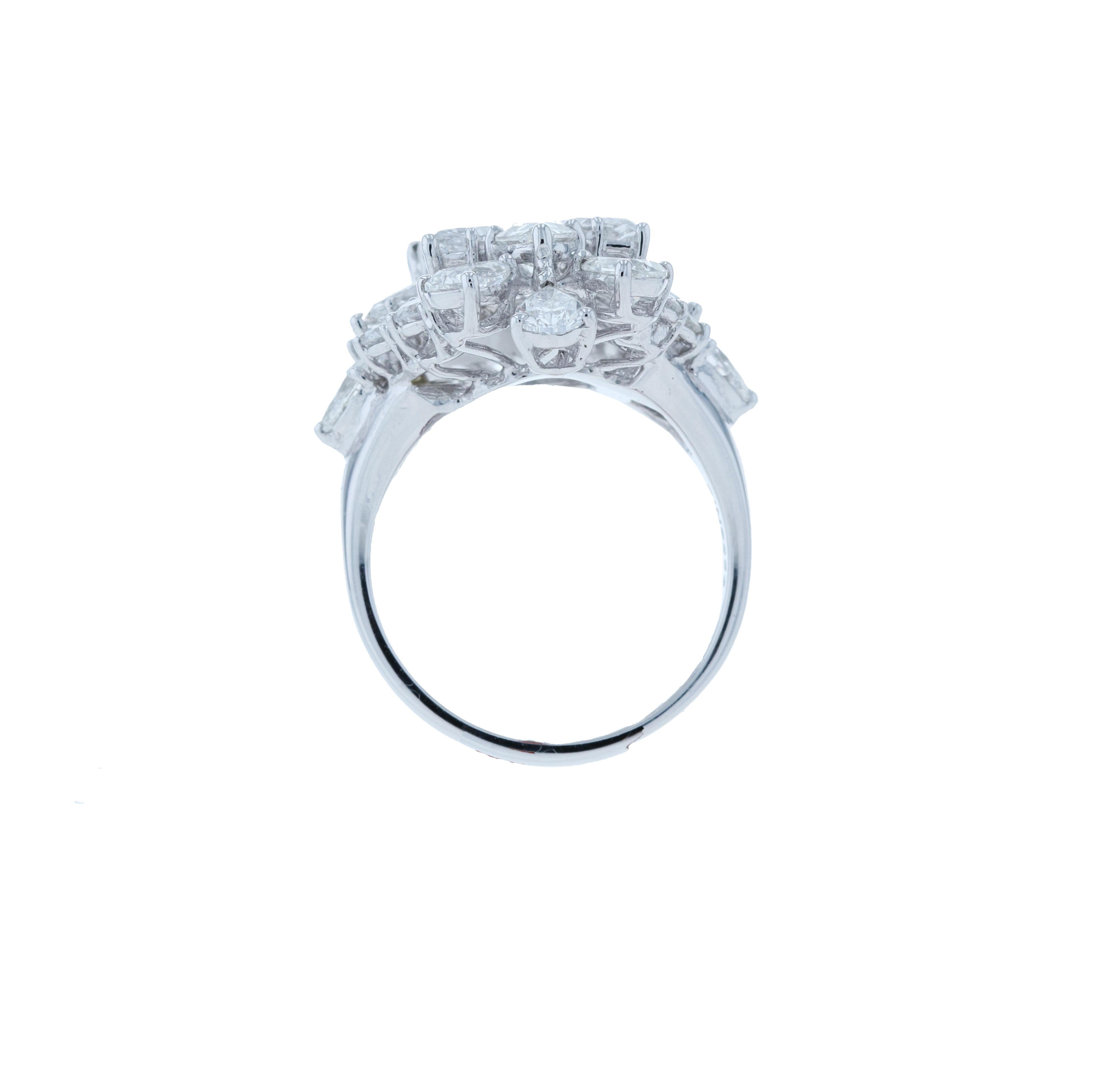Marquise Cut Amwaj Jewelry Pear Shape Diamond Ring in 18 Karat White Gold For Sale