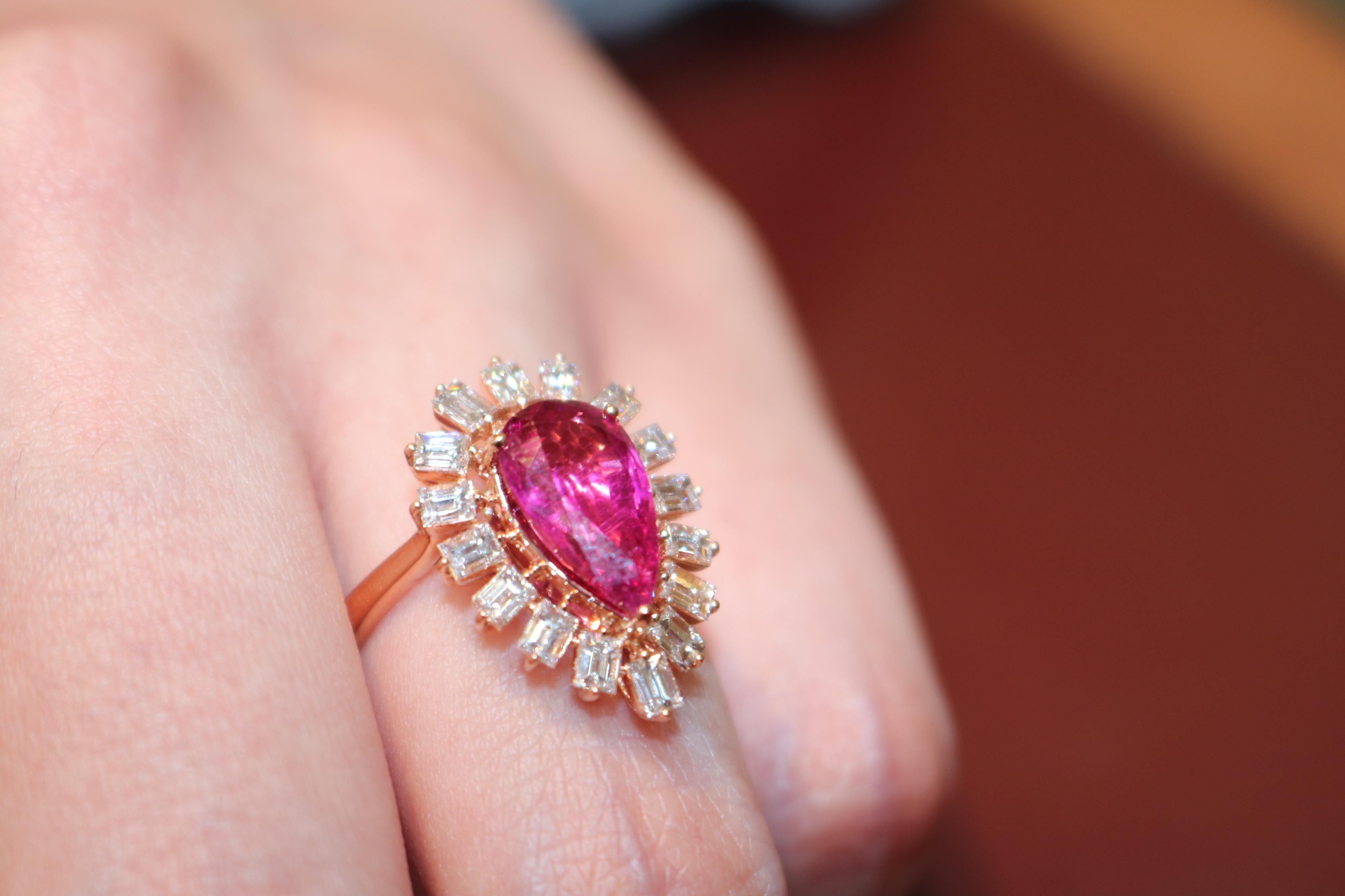 Rose Gold and Tourmaline Ring For Sale 1