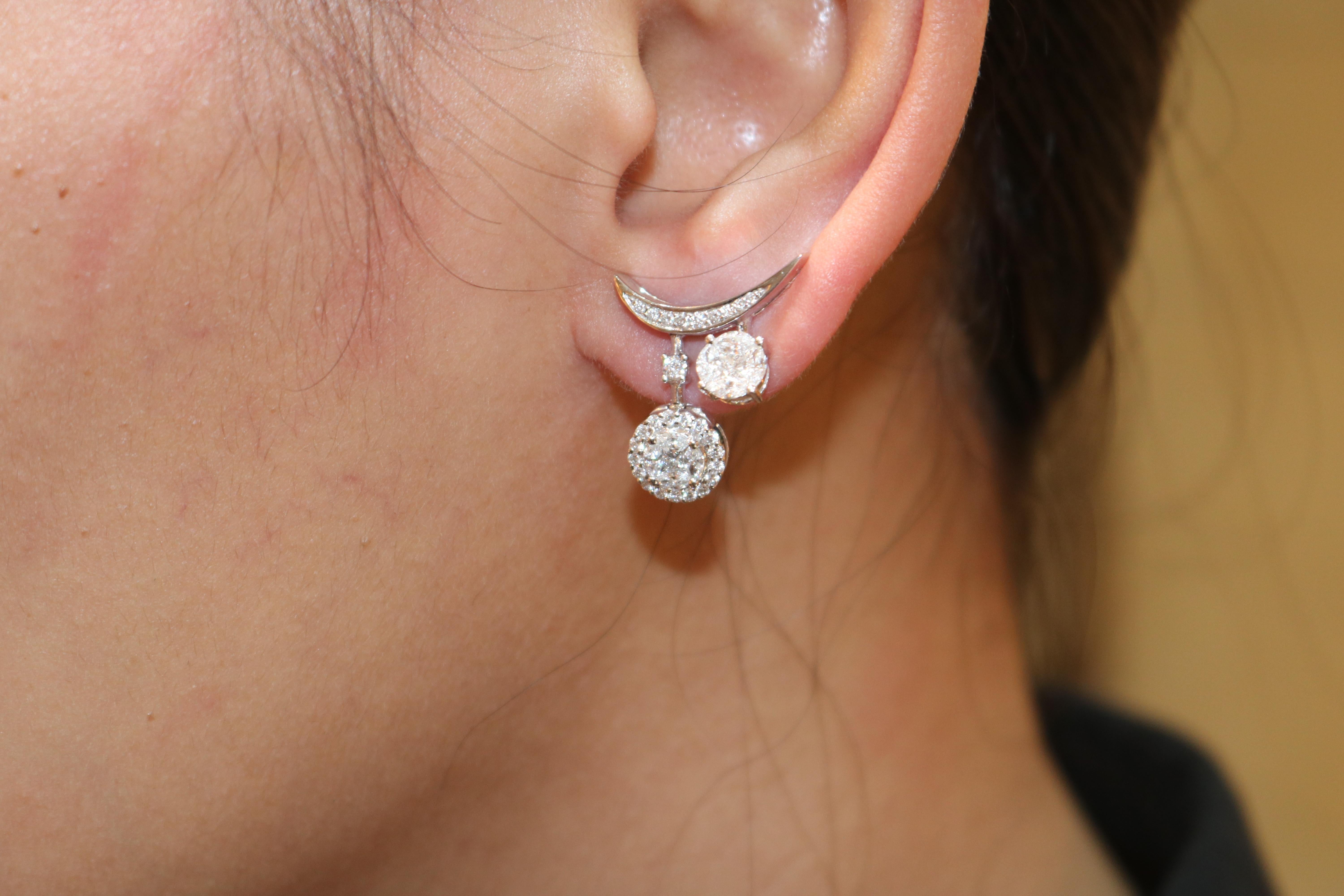Round Cut Amwaj Jewelry Round Diamond Earrings For Sale