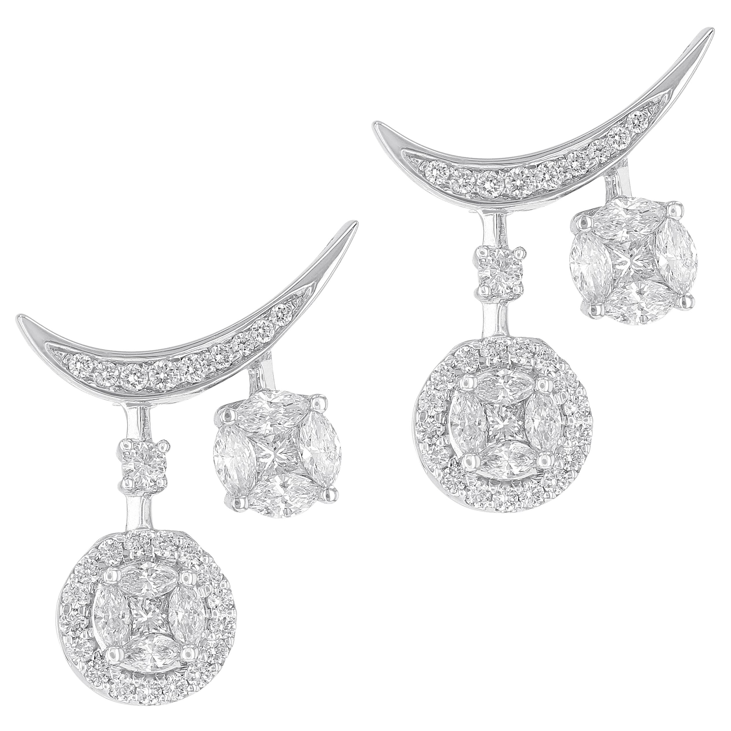 Amwaj Jewelry Round Diamond Earrings For Sale