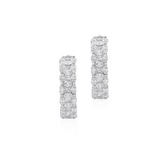 Amwaj Jewelry White Diamond Hoop Earrings