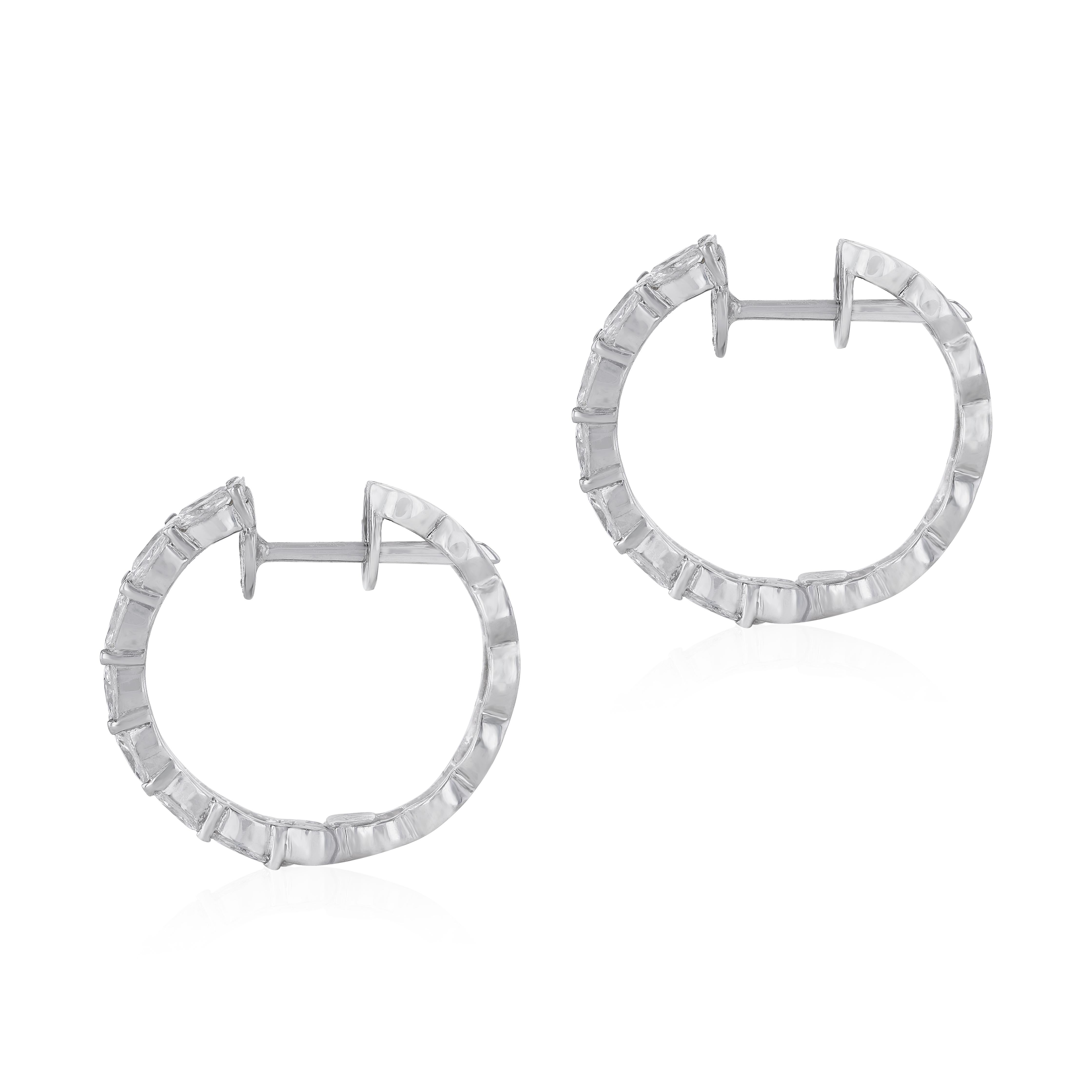 Modern Amwaj Jewelry White Diamond Hoop Earrings