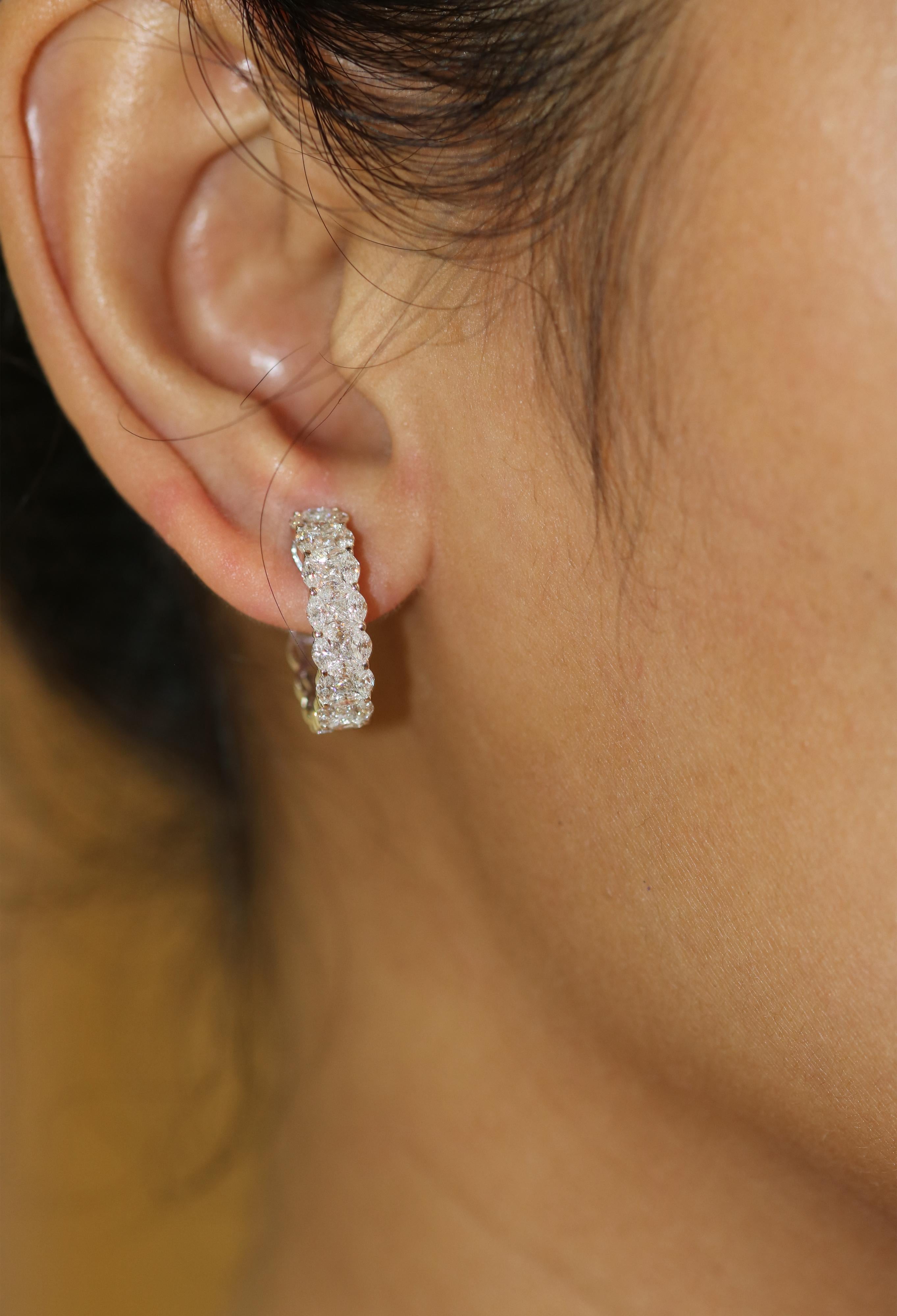 Round Cut Amwaj Jewelry White Diamond Hoop Earrings