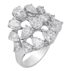 Amwaj Jewelry White Diamond Ring in 18 Karat White Gold