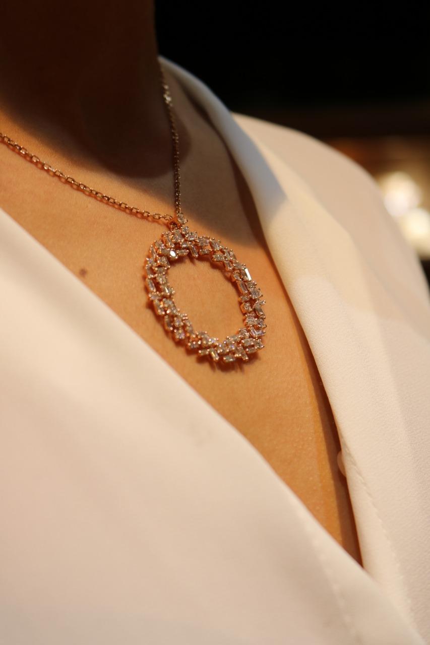 Women's Amwaj Rose Gold 18 Karat Pendant with Diamonds