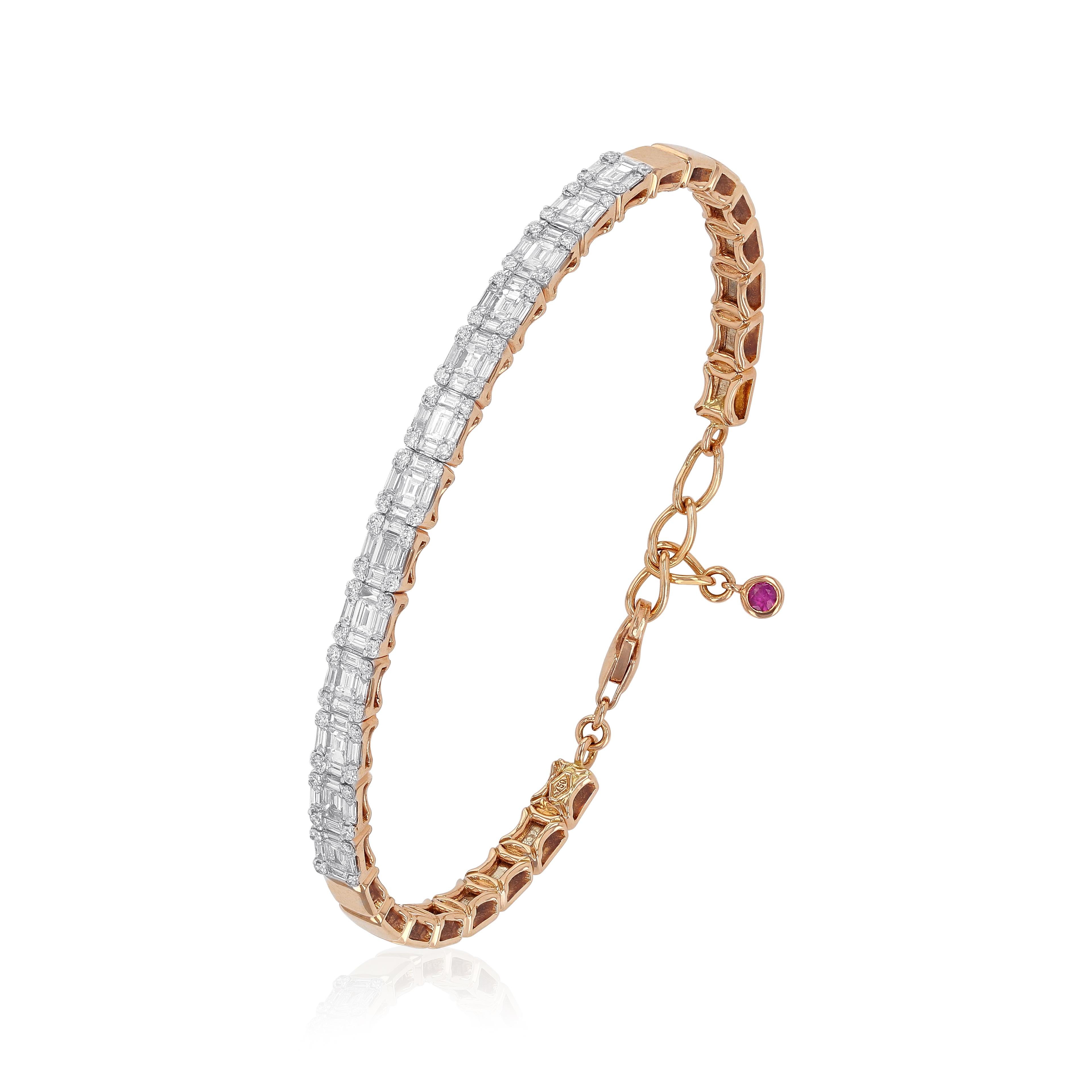 Moderne Amwaj Bracelet en or rose avec diamants en vente