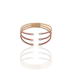 Amwaj Roségold Dreireihiger Diamant-Armreif mit Rubin und Rubin