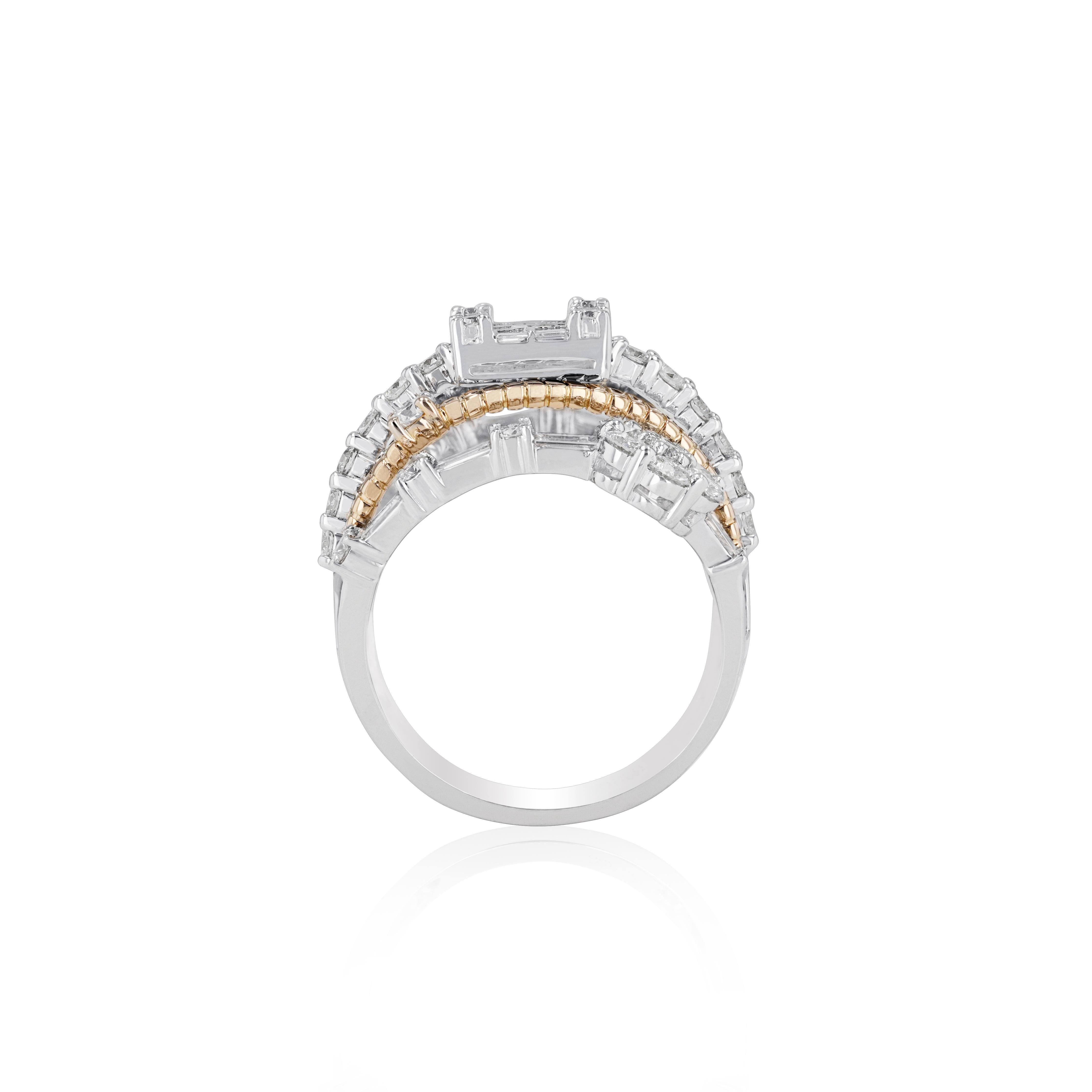 Amwaj Weiß- und Roségold 18 Karat Ring mit Diamanten im Zustand „Neu“ im Angebot in Abu Dhabi, Abu Dhabi