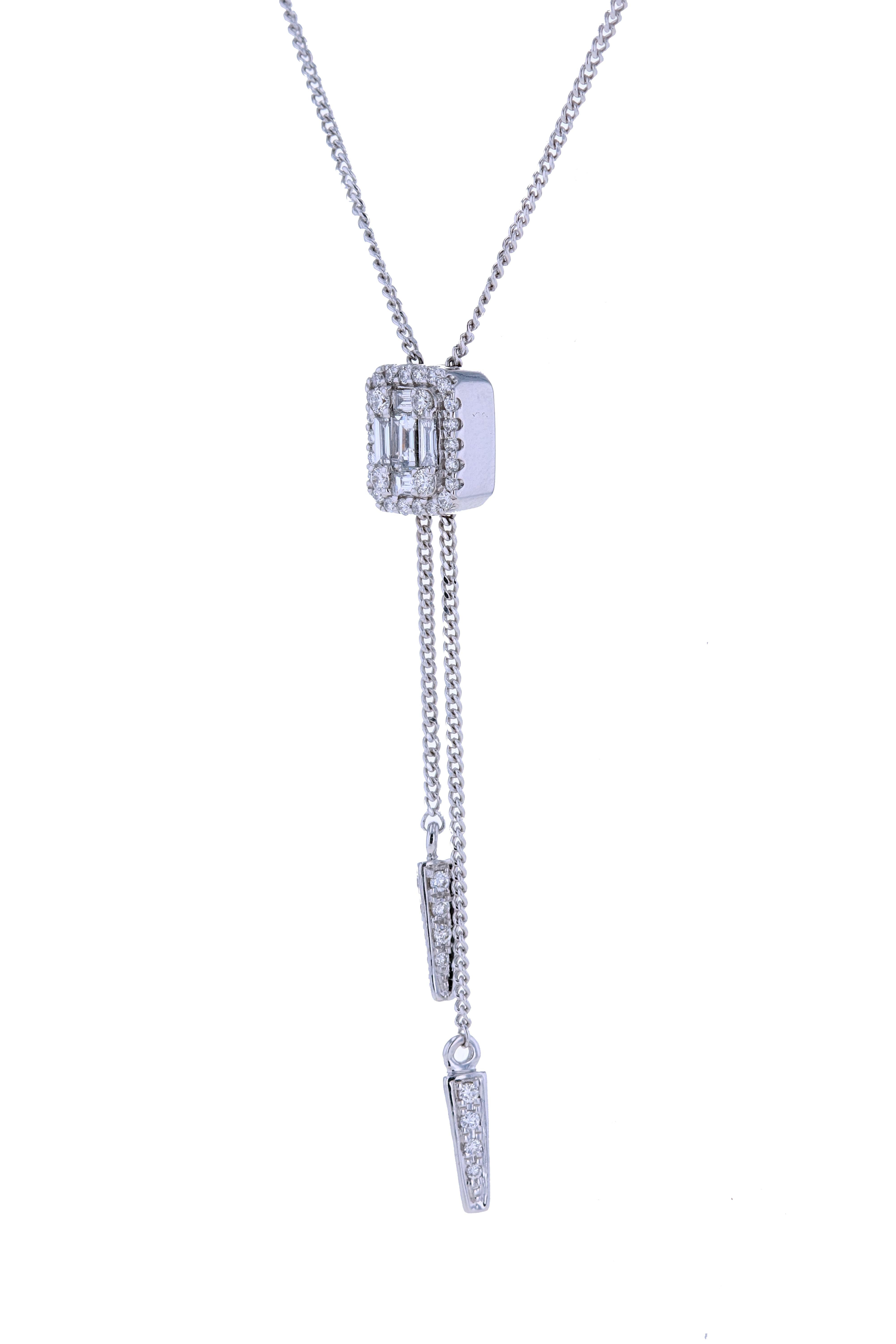 Amwaj 18 Karat Halskette aus Weißgold mit Diamanten (Moderne) im Angebot