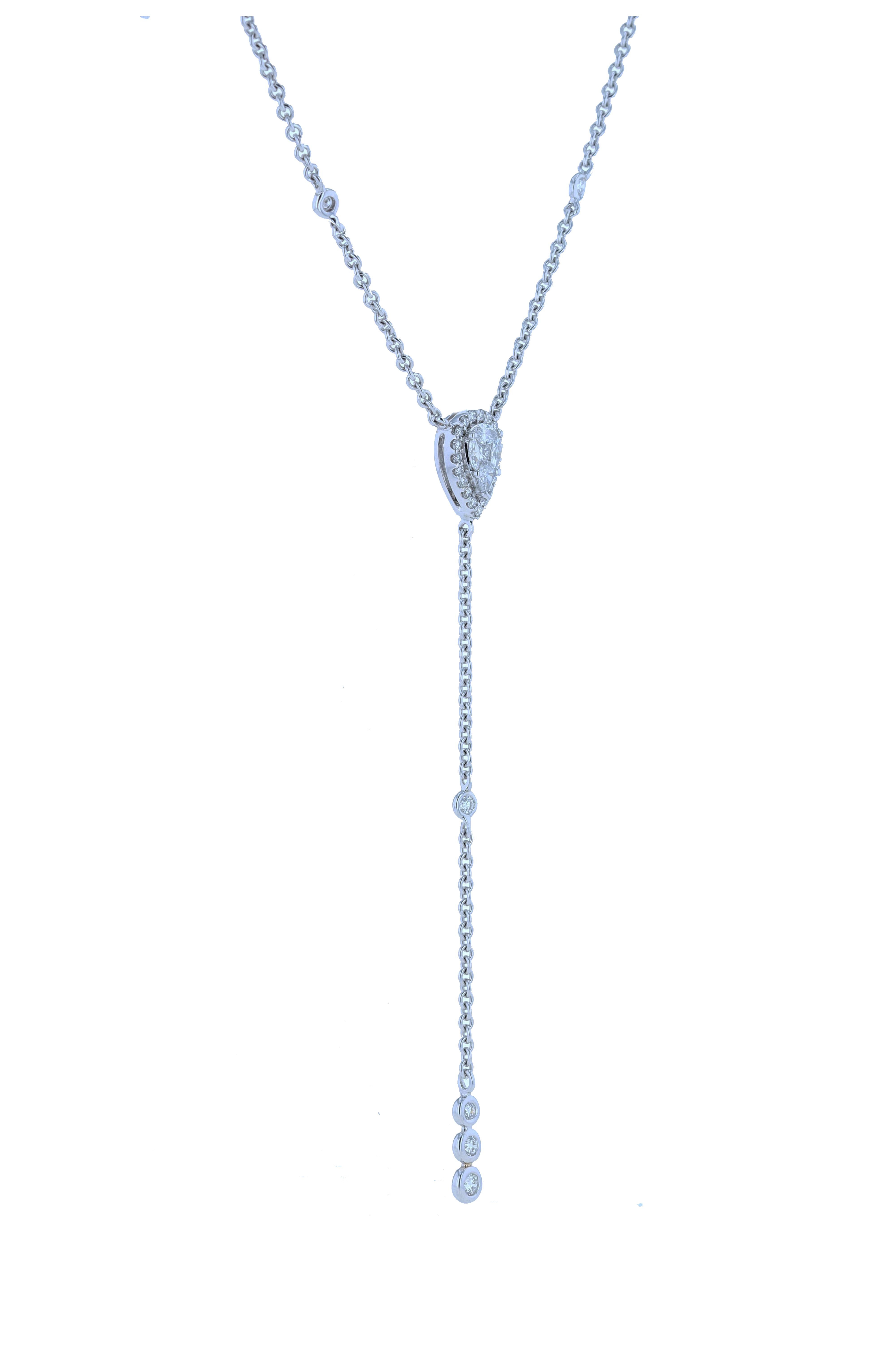 Pear Cut Amwaj White Gold 18 Karat Necklace with Diamonds For Sale