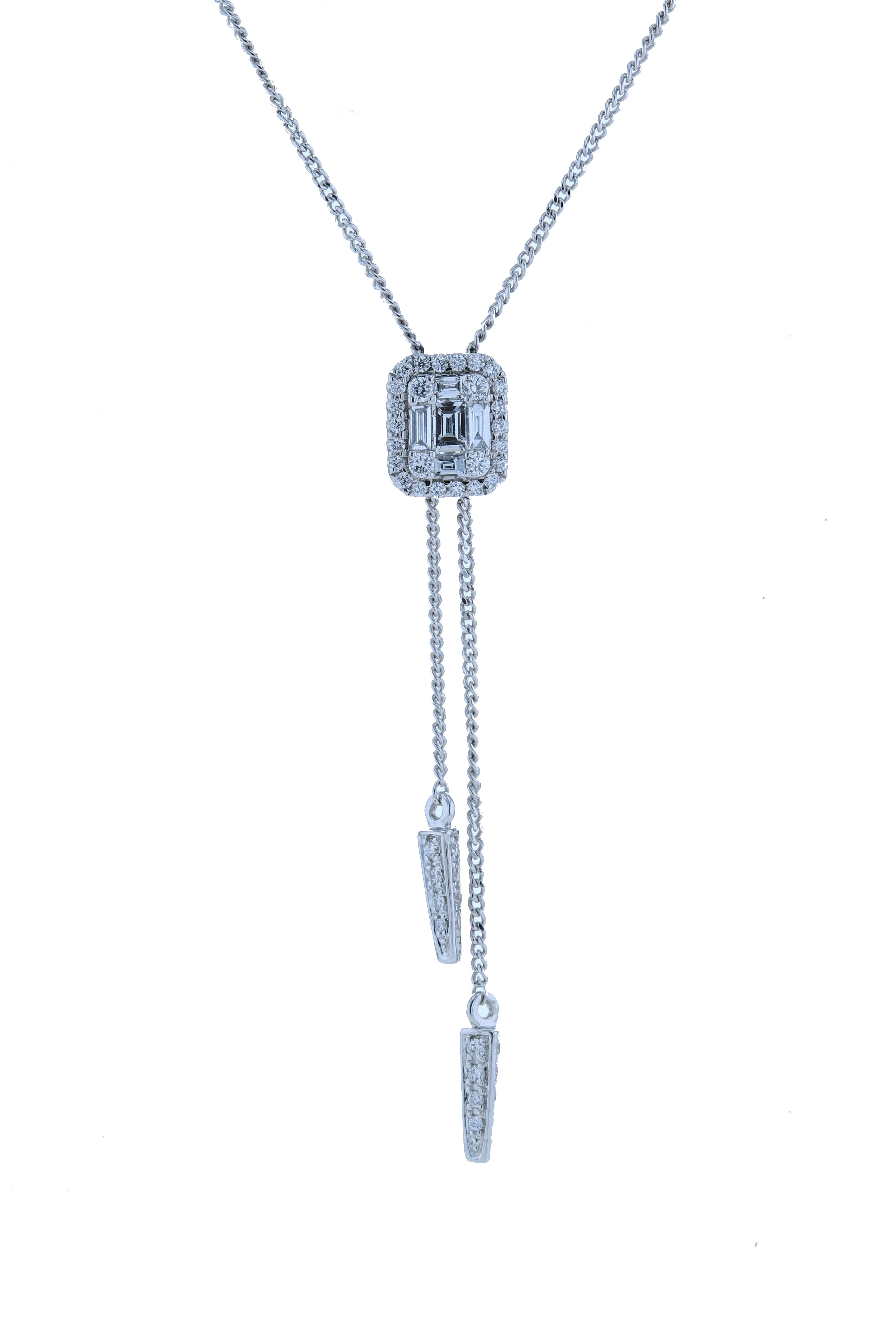 Women's Amwaj White Gold 18 Karat Necklace with Diamonds For Sale