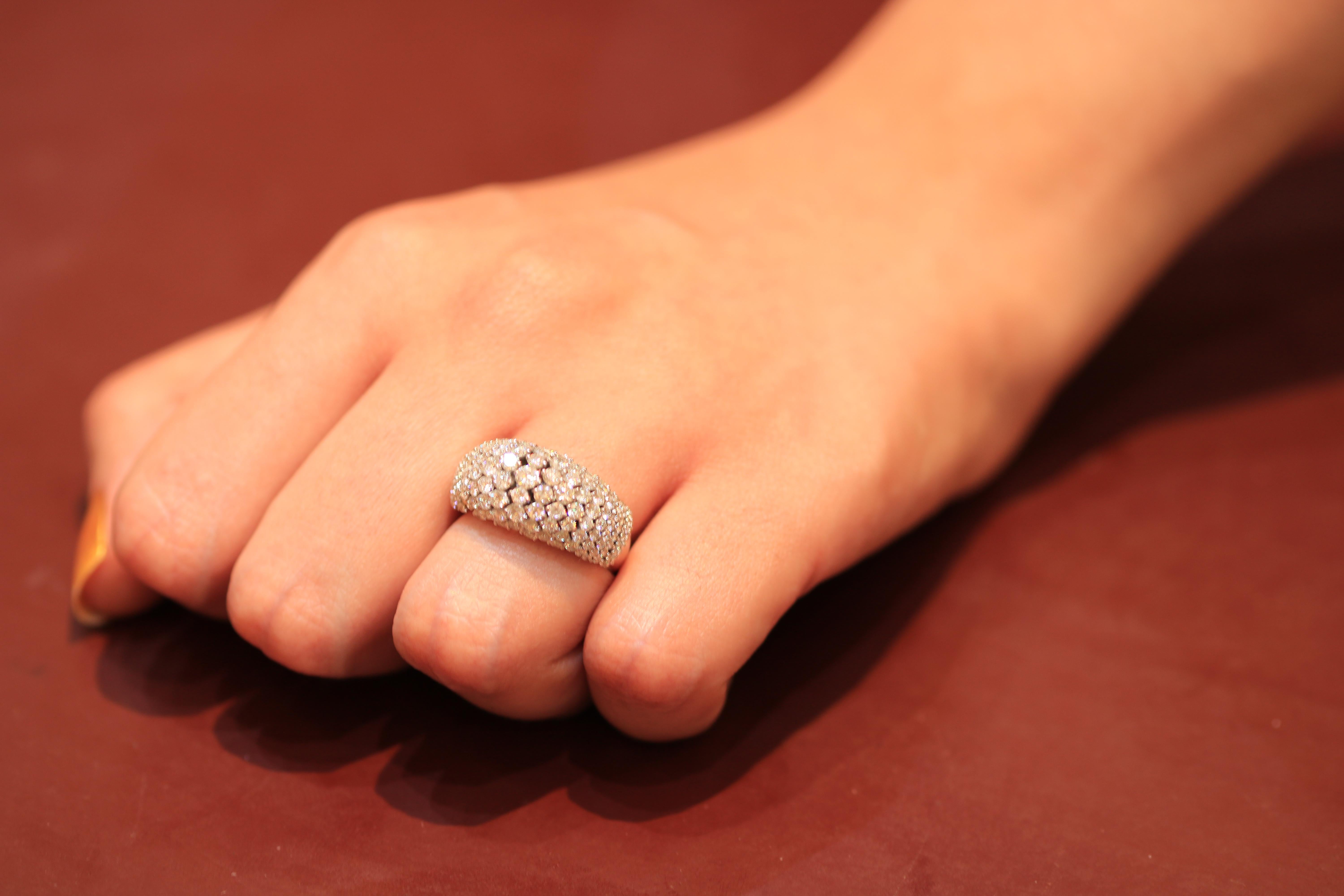 Round Cut Amwaj White Gold 18 Karat Ring with Diamonds For Sale