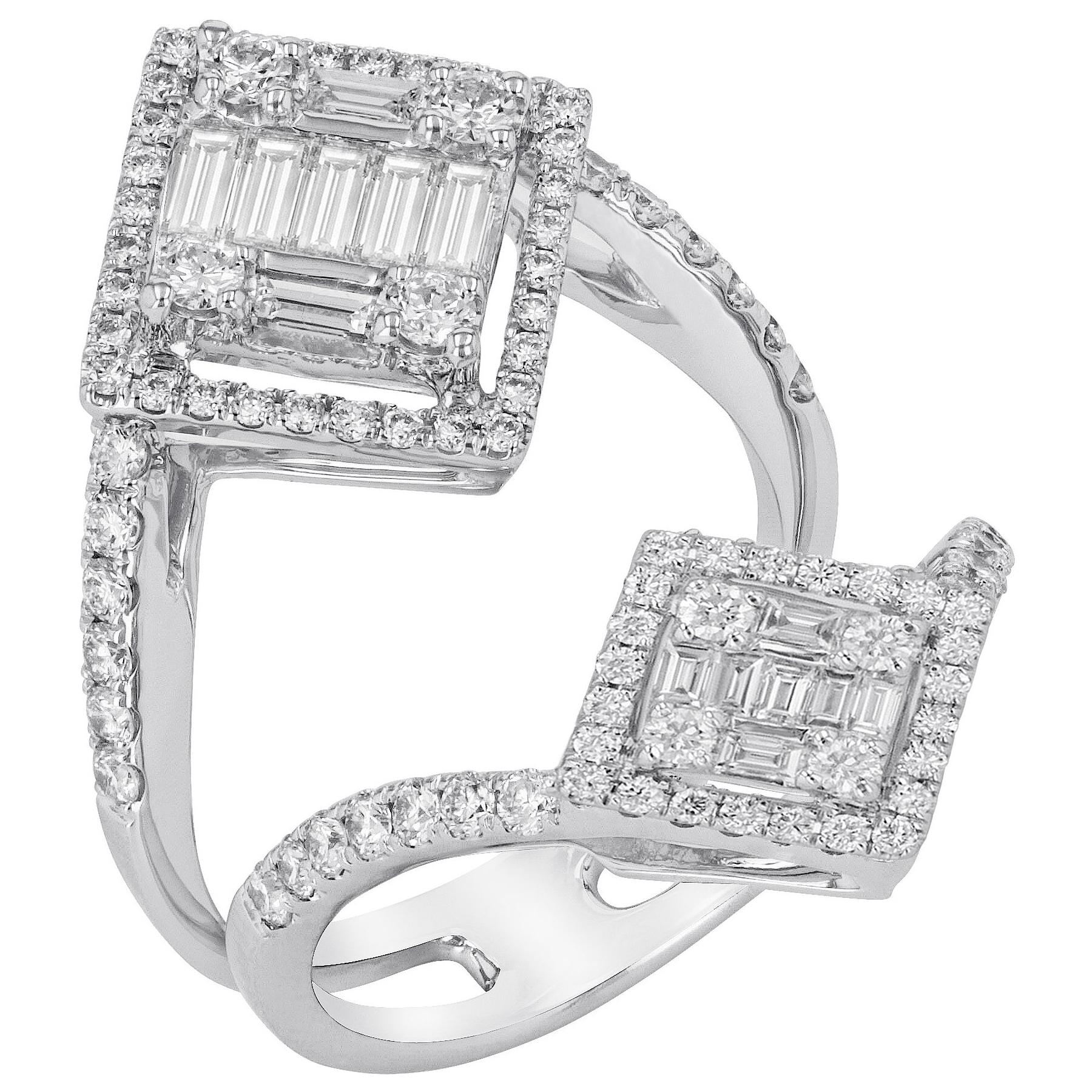 Amwaj Bague en or blanc 18 carats avec diamants