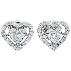 Amwaj Boucles d'oreilles en or blanc 18 carats avec diamants