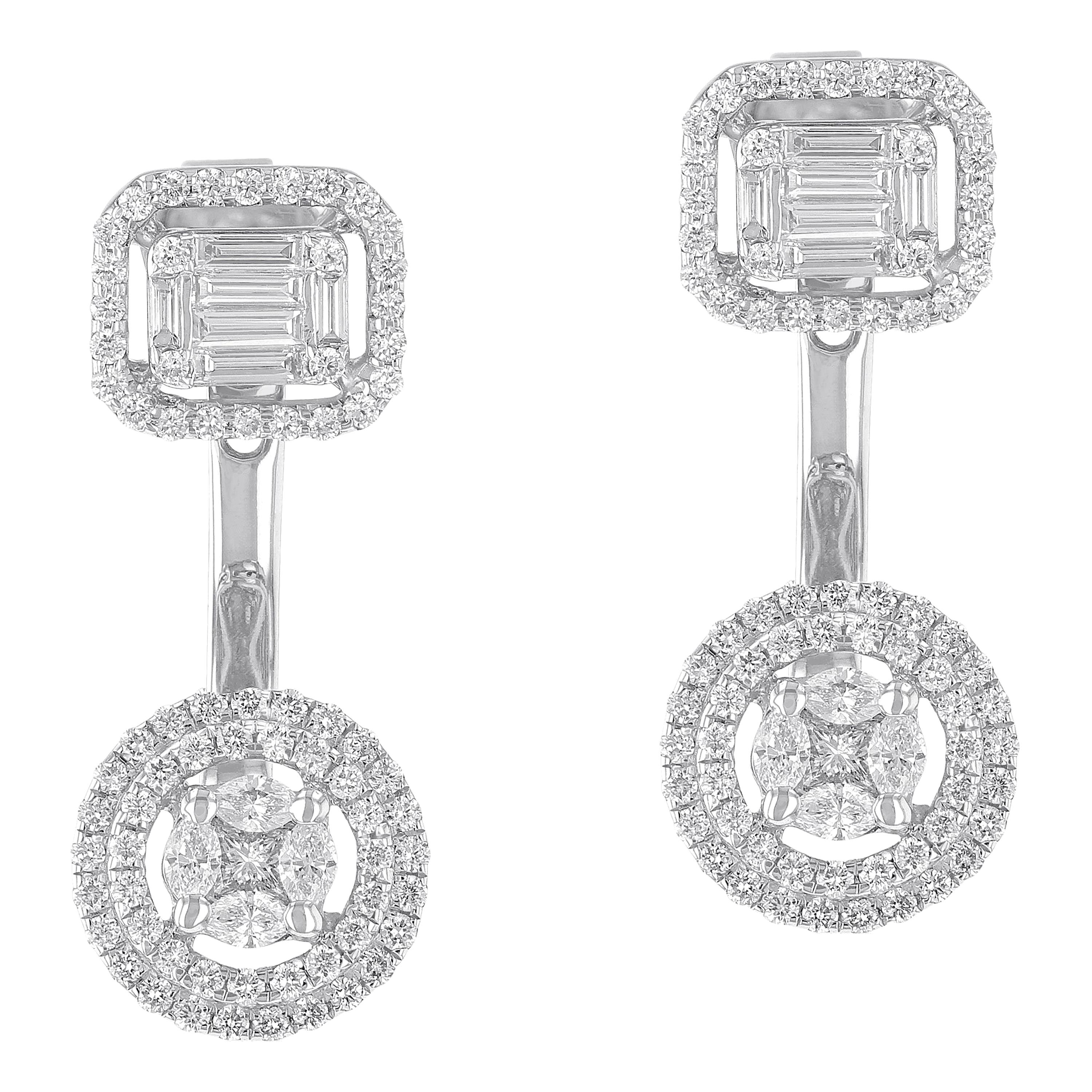 Amwaj White Gold Earring with Diamonds For Sale