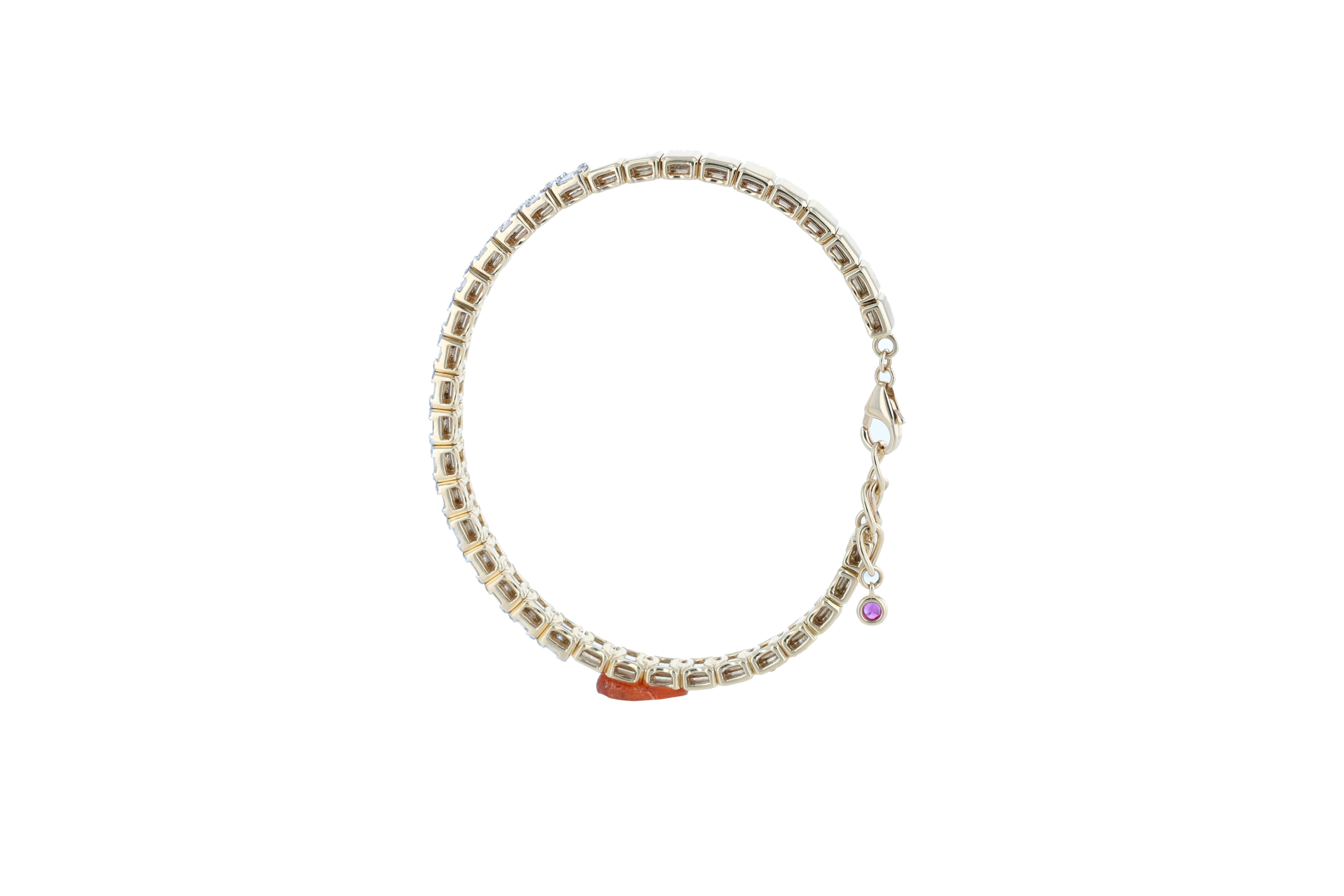 Amwaj 18 Karat Gelbgold-Armband mit Diamanten (Baguetteschliff) im Angebot