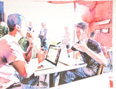 Cafe Intelligencia 2, Mixed Media on Paper