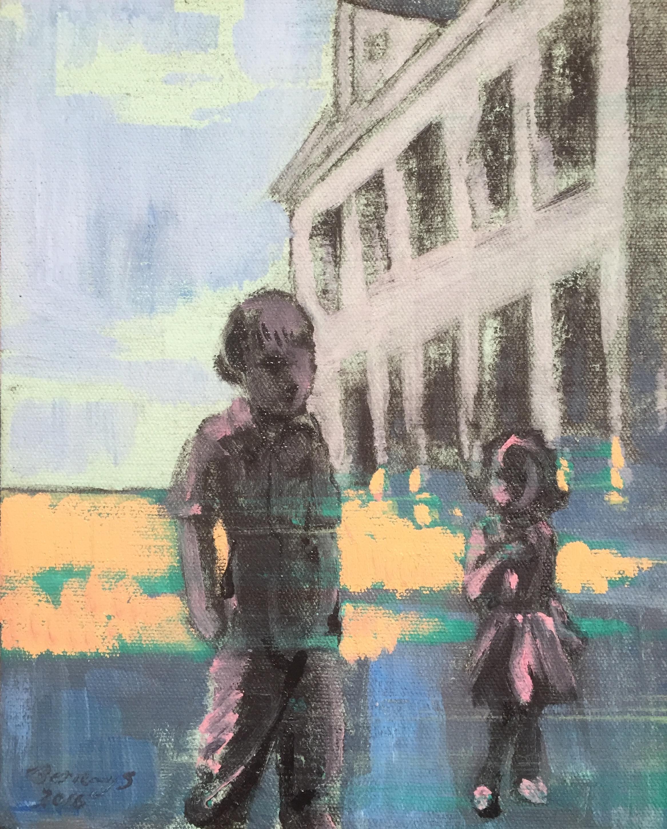 Big Brother, peinture, huile sur toile - Painting de Amy Bernays