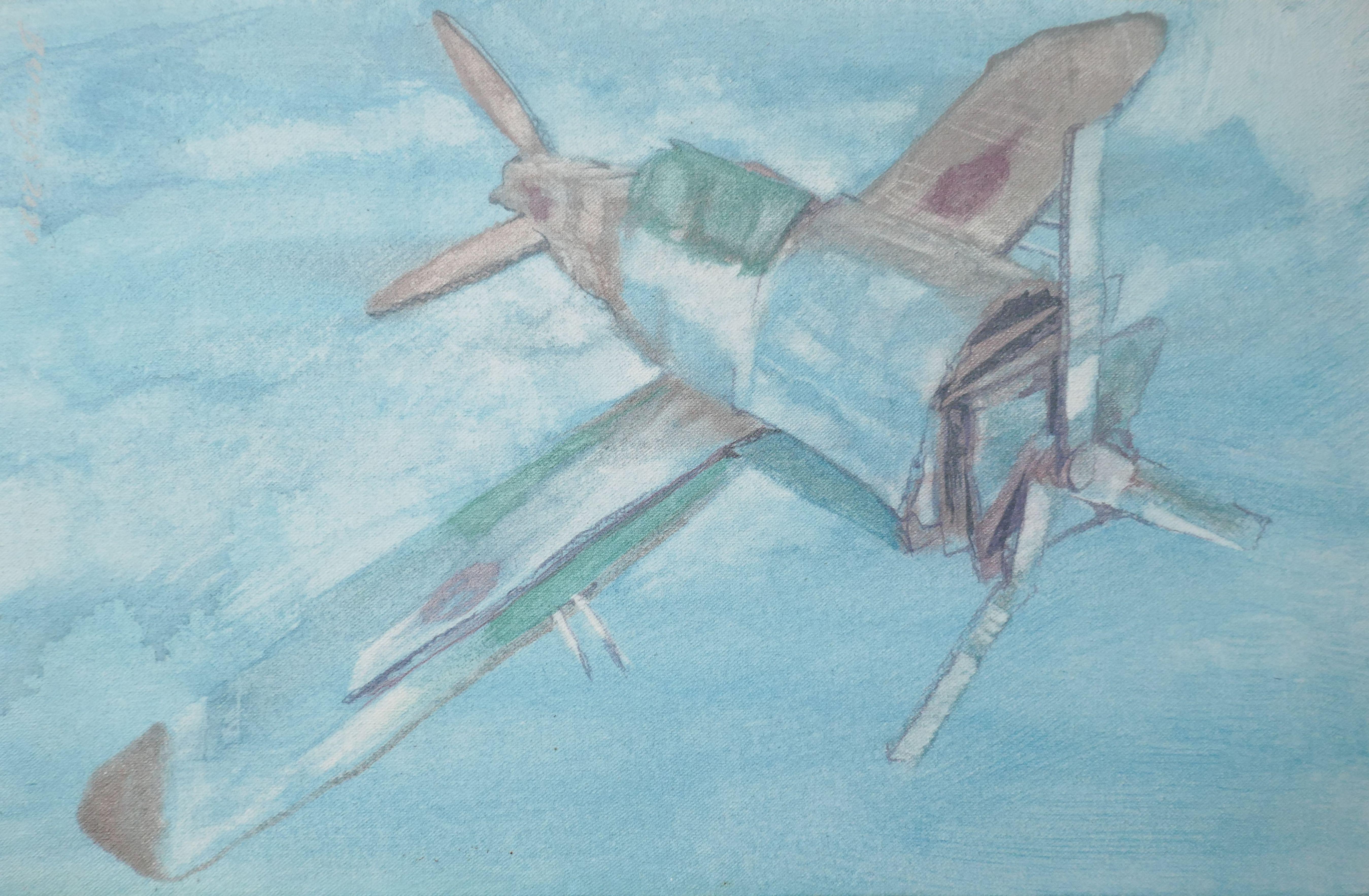 Cardboard Airplane, Painting, Acrylic on Canvas