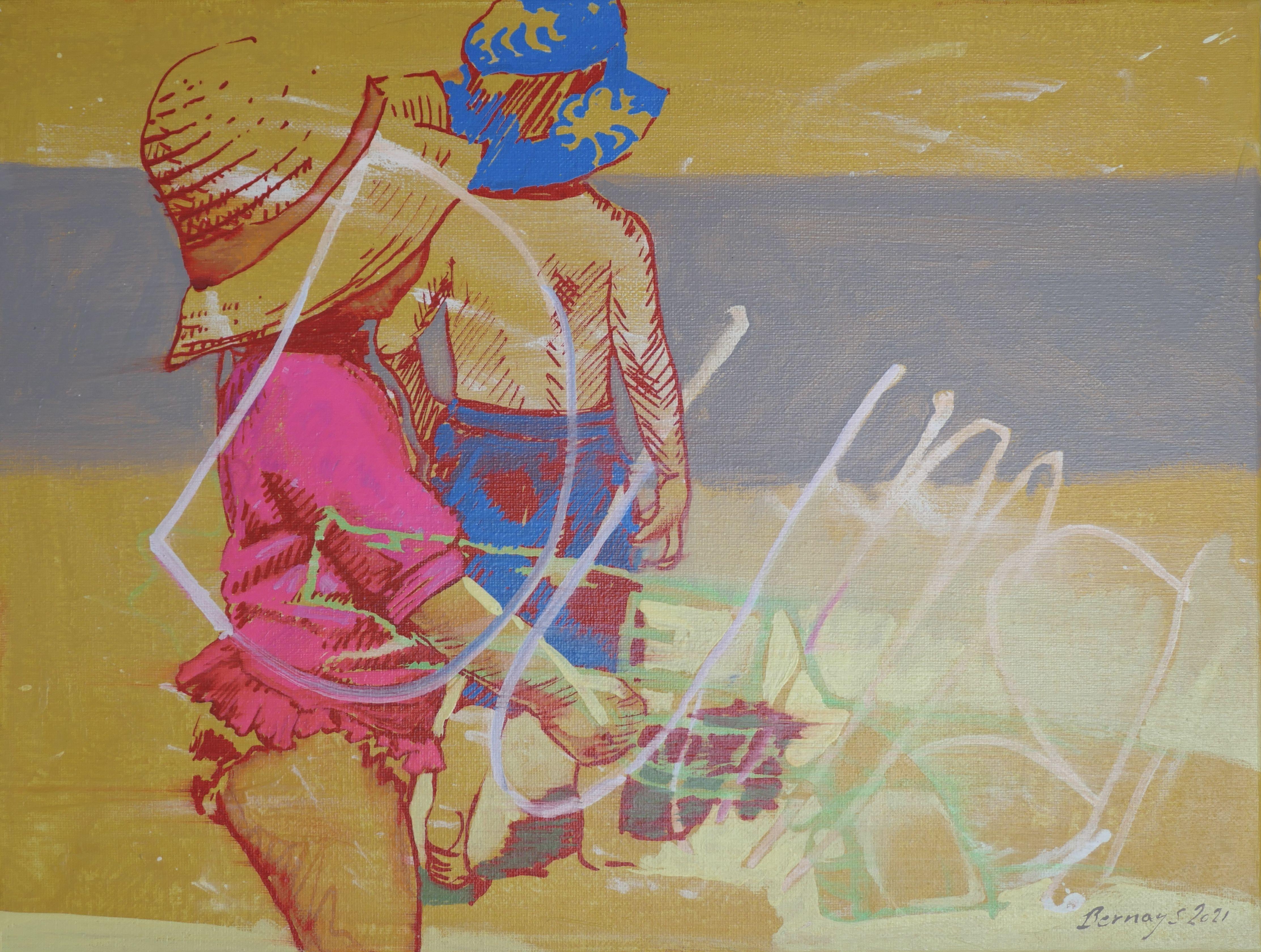 Dumb Beach, Pittura, Acrilico su tela - Painting di Amy Bernays