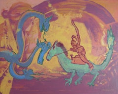 Dragón de fuego, Pintura, Acrílico sobre lienzo