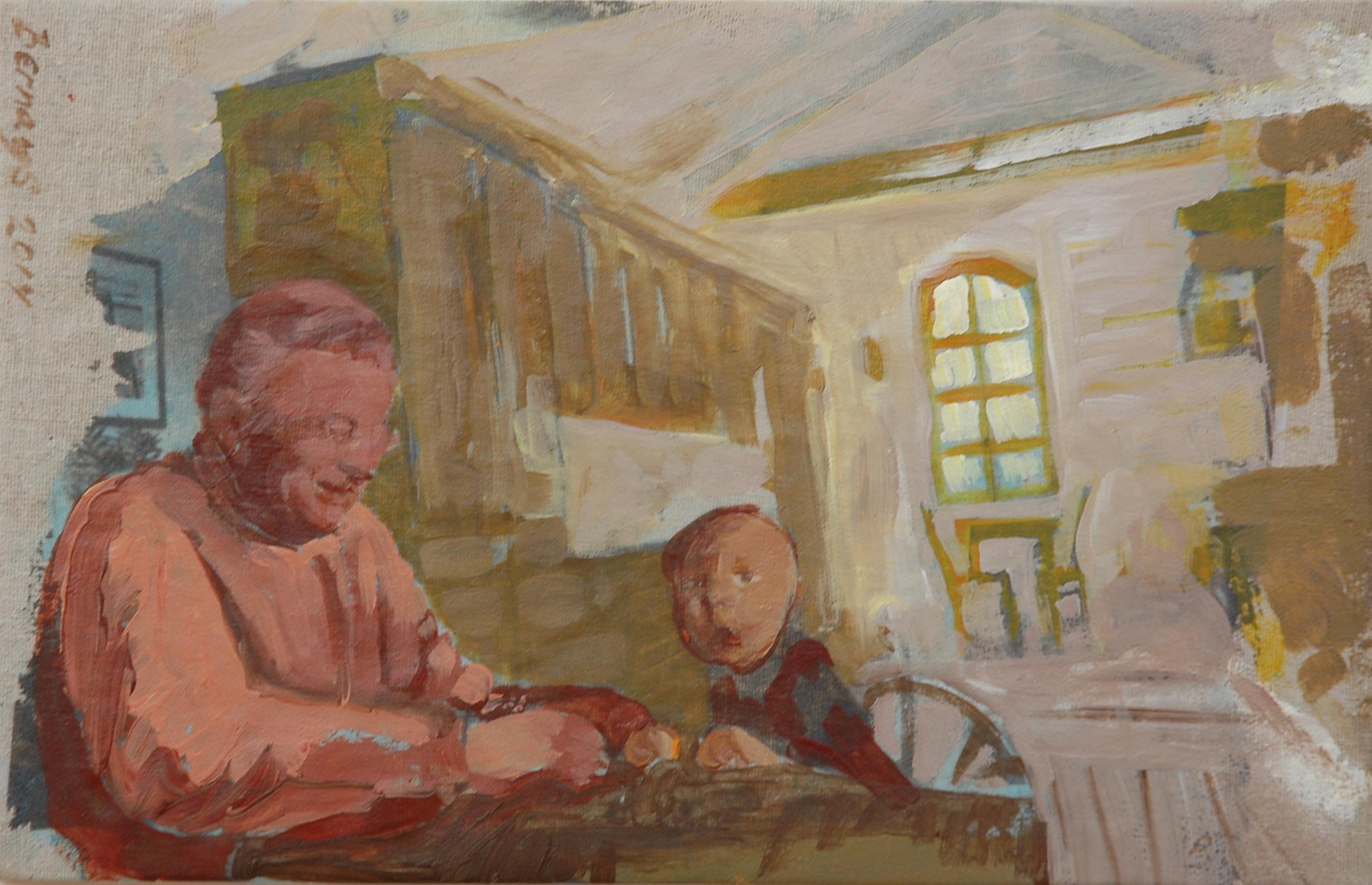 La casa di Grmpa, Pittura, Acrilico su tela - Painting di Amy Bernays