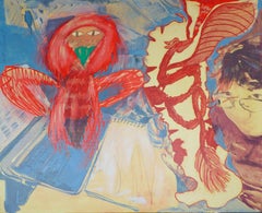 Dragon de l'école primaire, peinture, acrylique sur toile