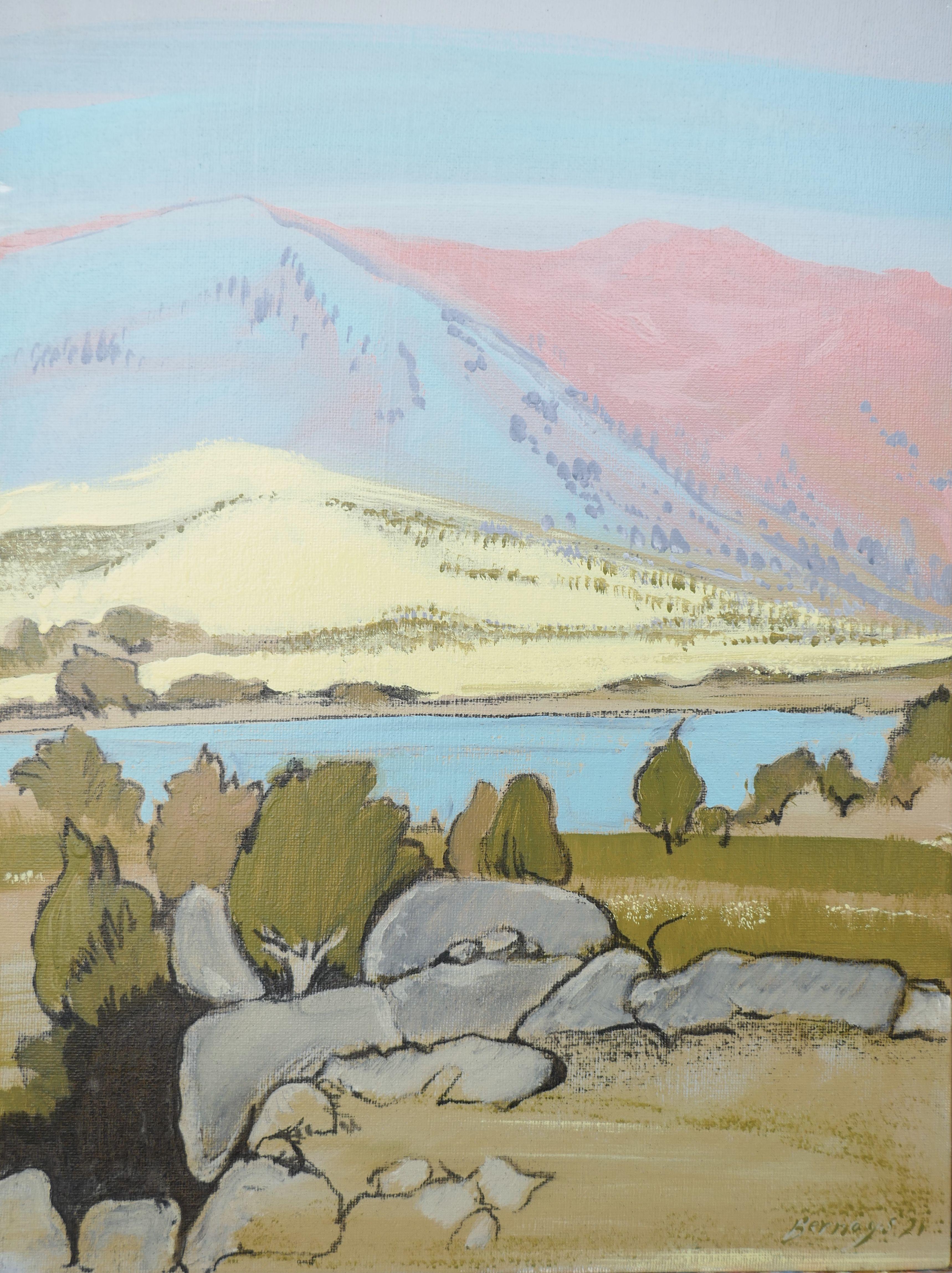 Lake Kern Valley, peinture, acrylique sur toile - Painting de Amy Bernays