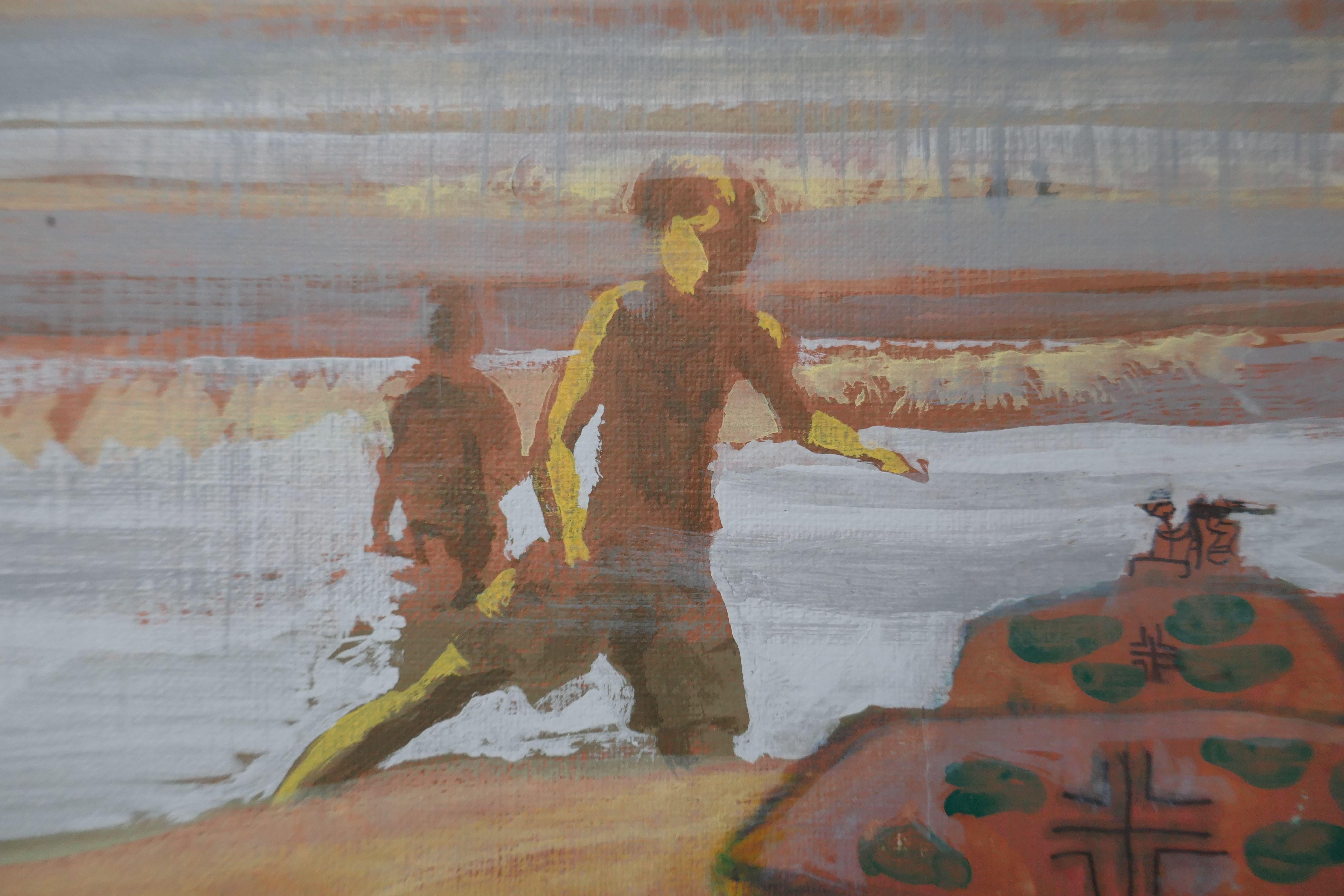 Sbarco sulle spiagge, Pittura, Acrilico su altro - Painting Contemporaneo di Amy Bernays