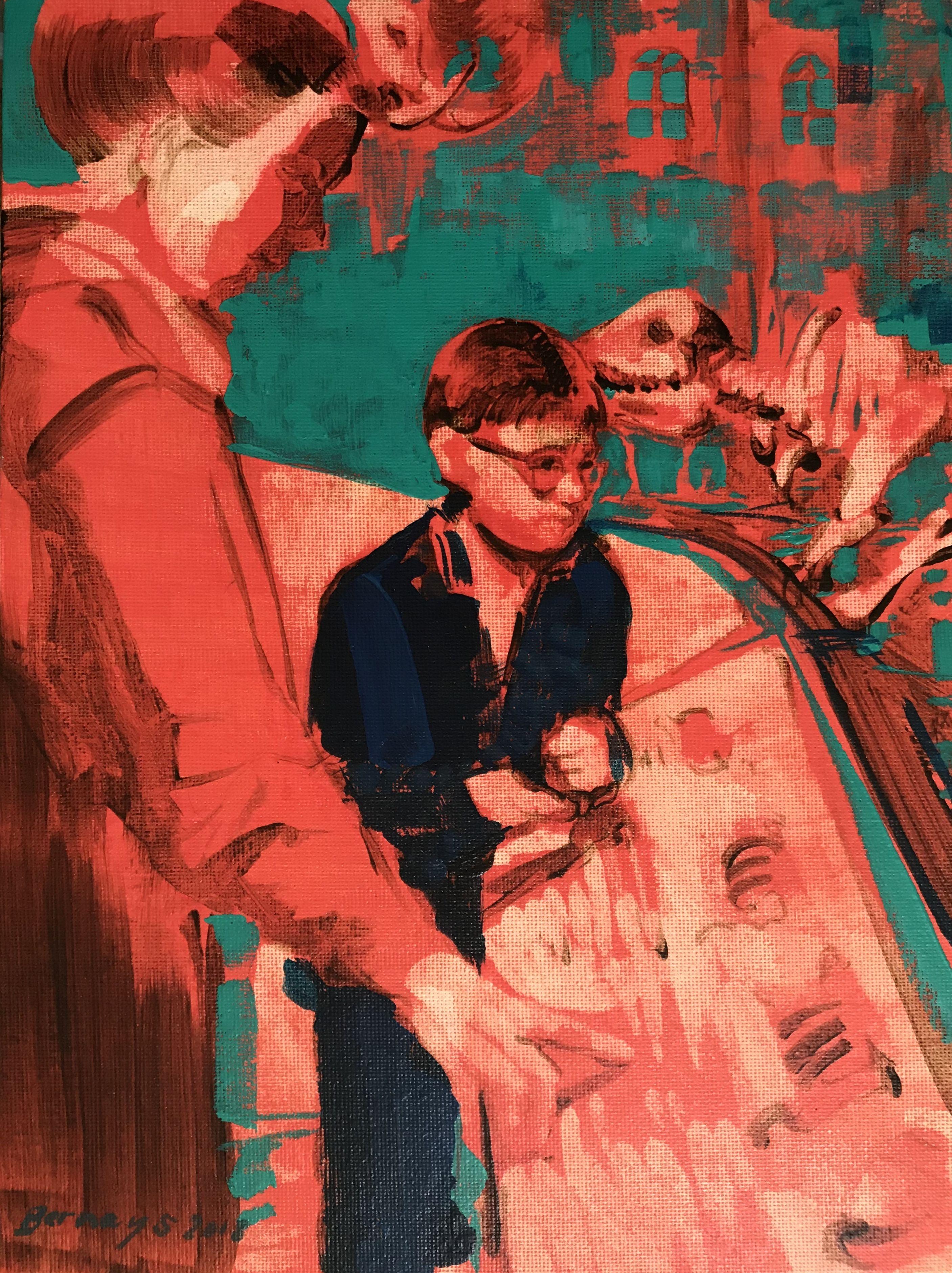 Mamá mamut, Pintura, Acrílico sobre lienzo - Painting de Amy Bernays