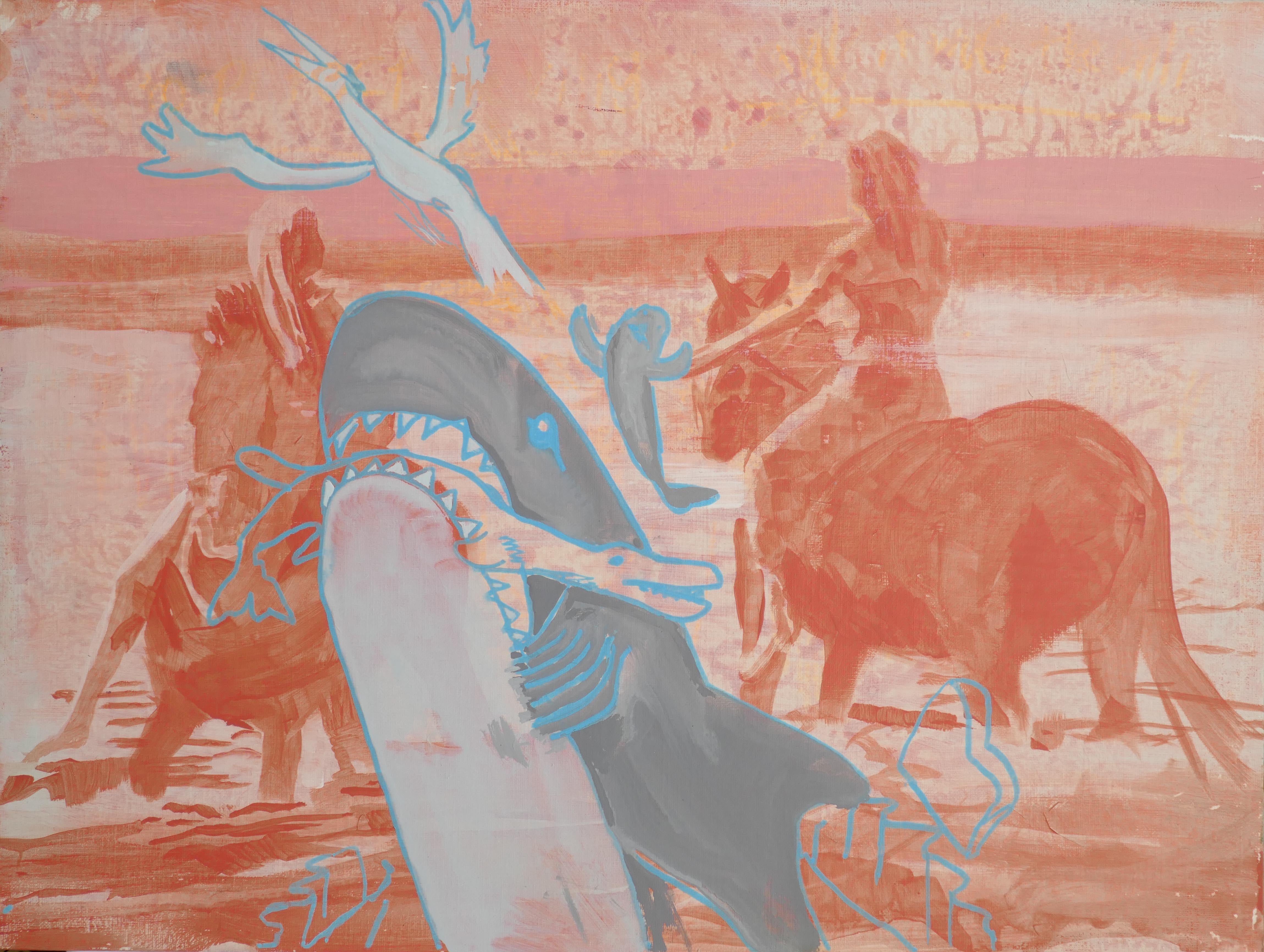 Notre premier polo, peinture, acrylique sur toile - Painting de Amy Bernays