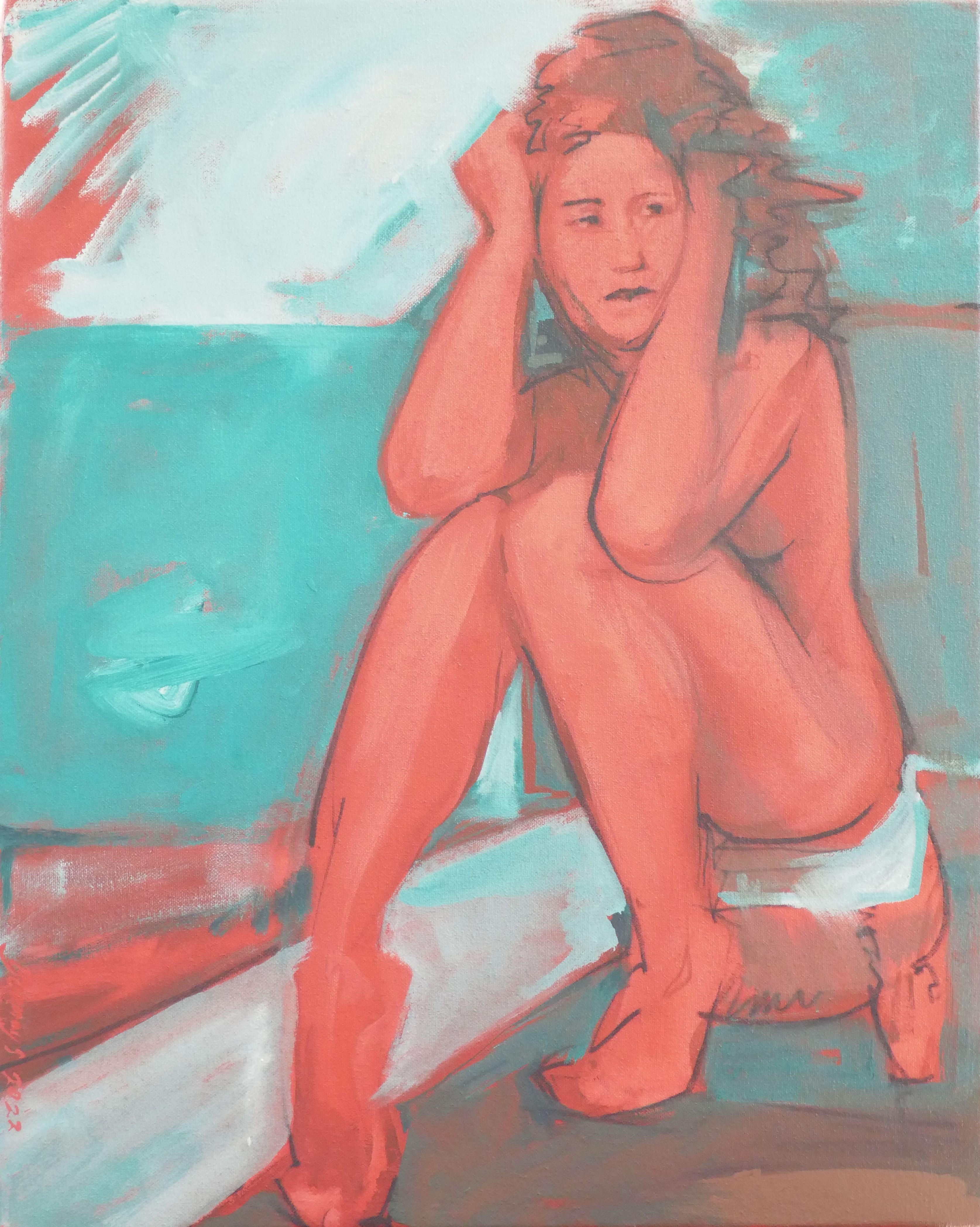 Nuestros duendes verdes, Pintura, Acrílico sobre lienzo - Painting de Amy Bernays