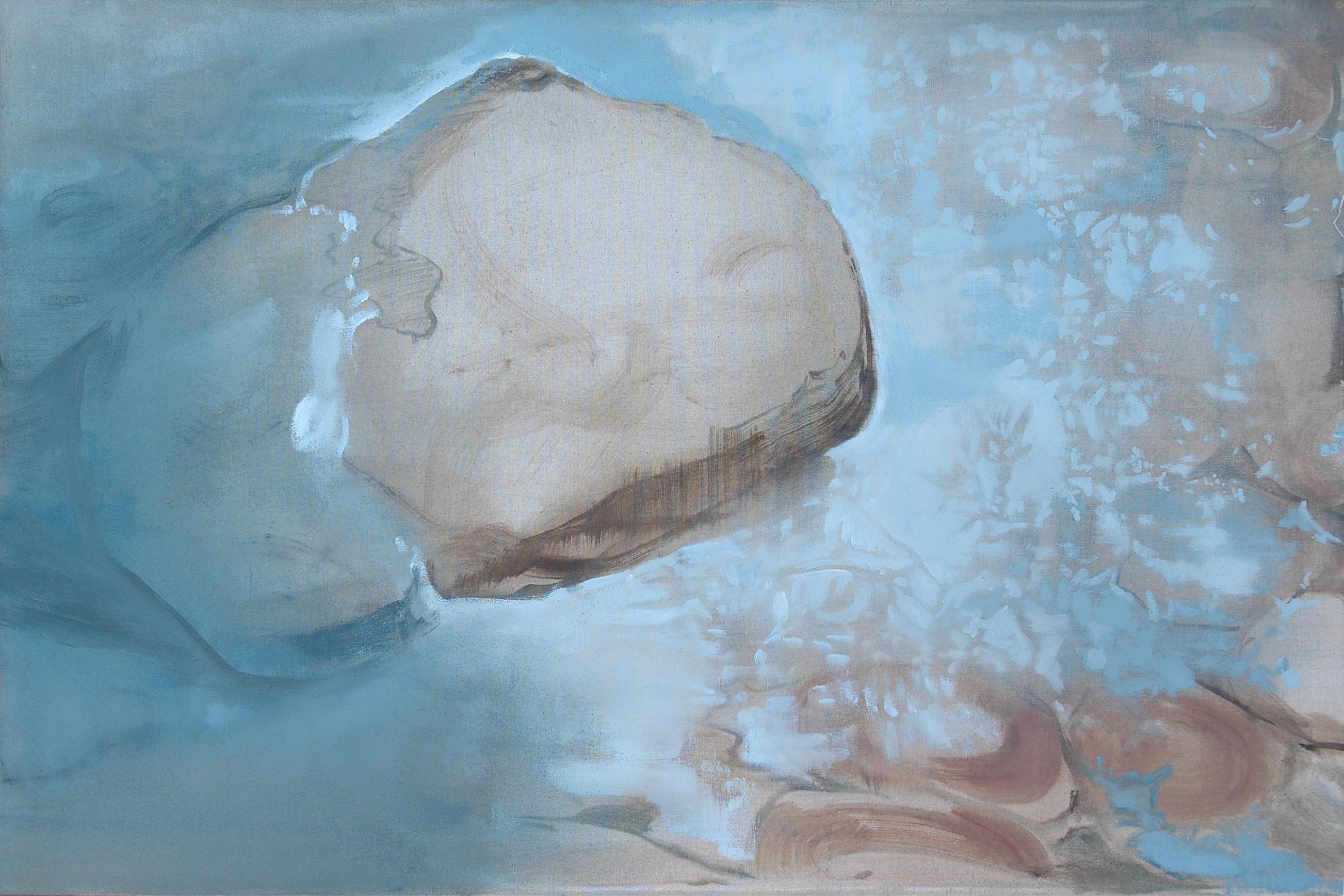 Ciottolo, Pittura, Olio su tela - Painting di Amy Bernays
