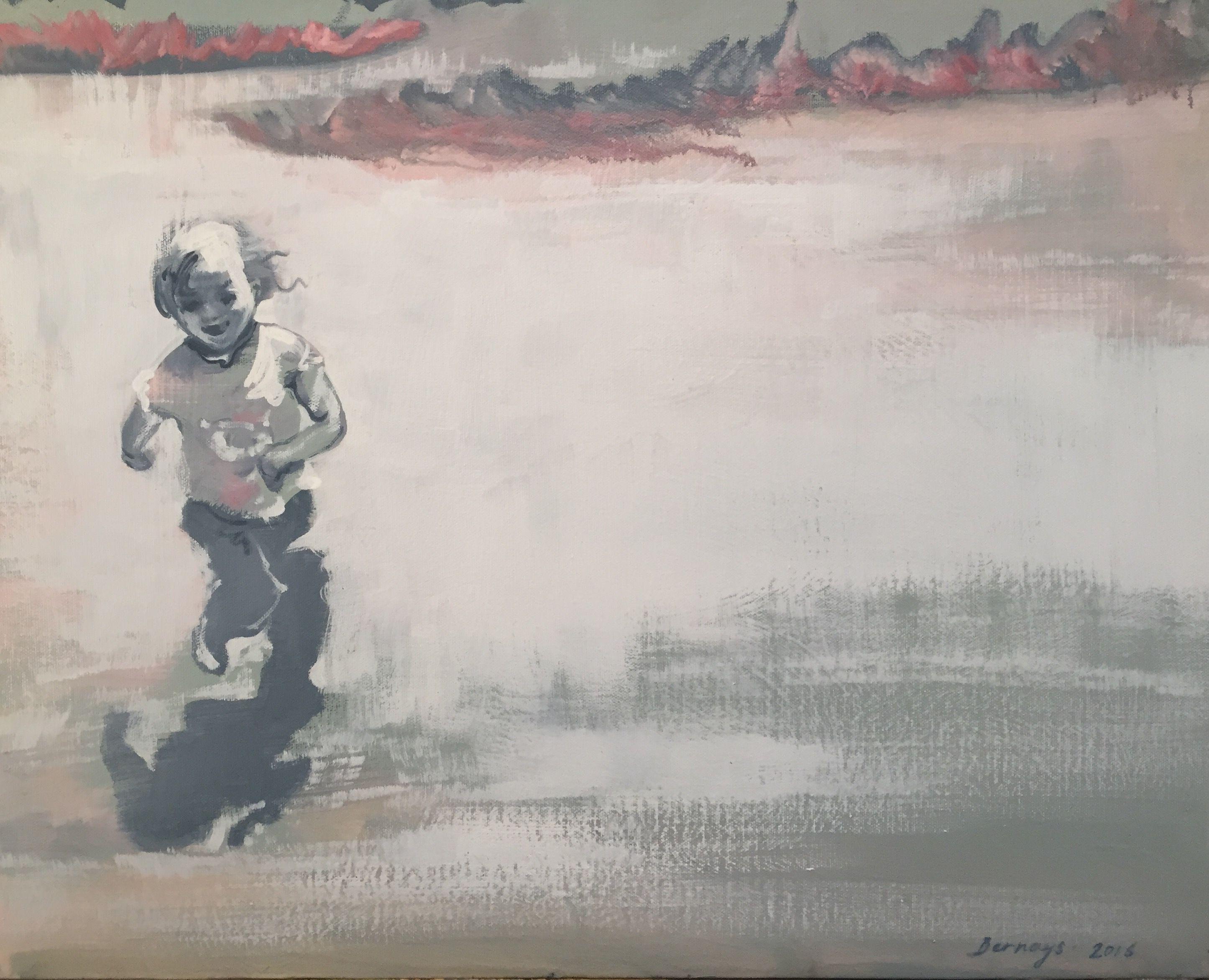 Carrera rosa, Pintura, Óleo sobre lienzo - Painting de Amy Bernays