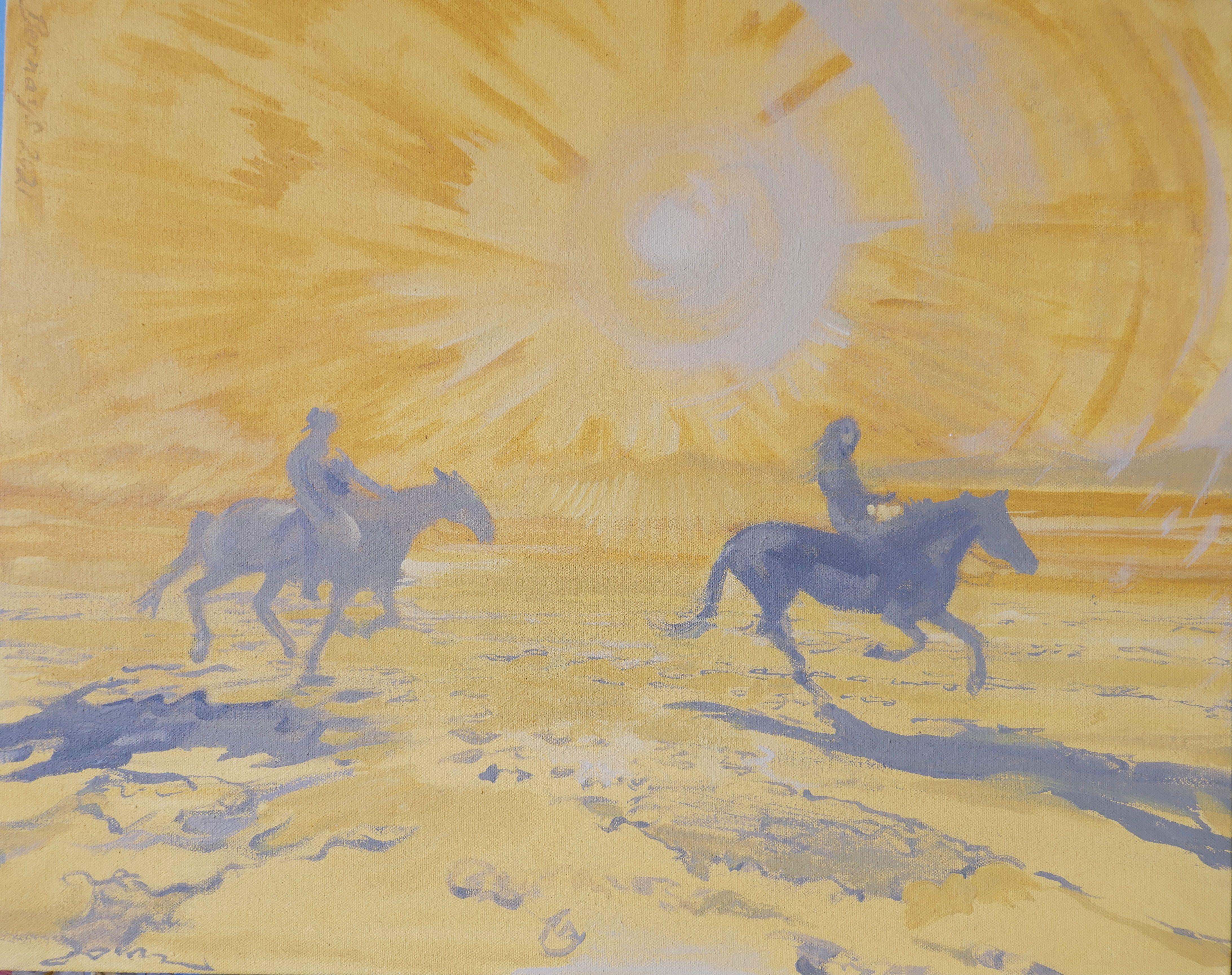 Peinture - « Sand Gallop », acrylique sur toile - Painting de Amy Bernays